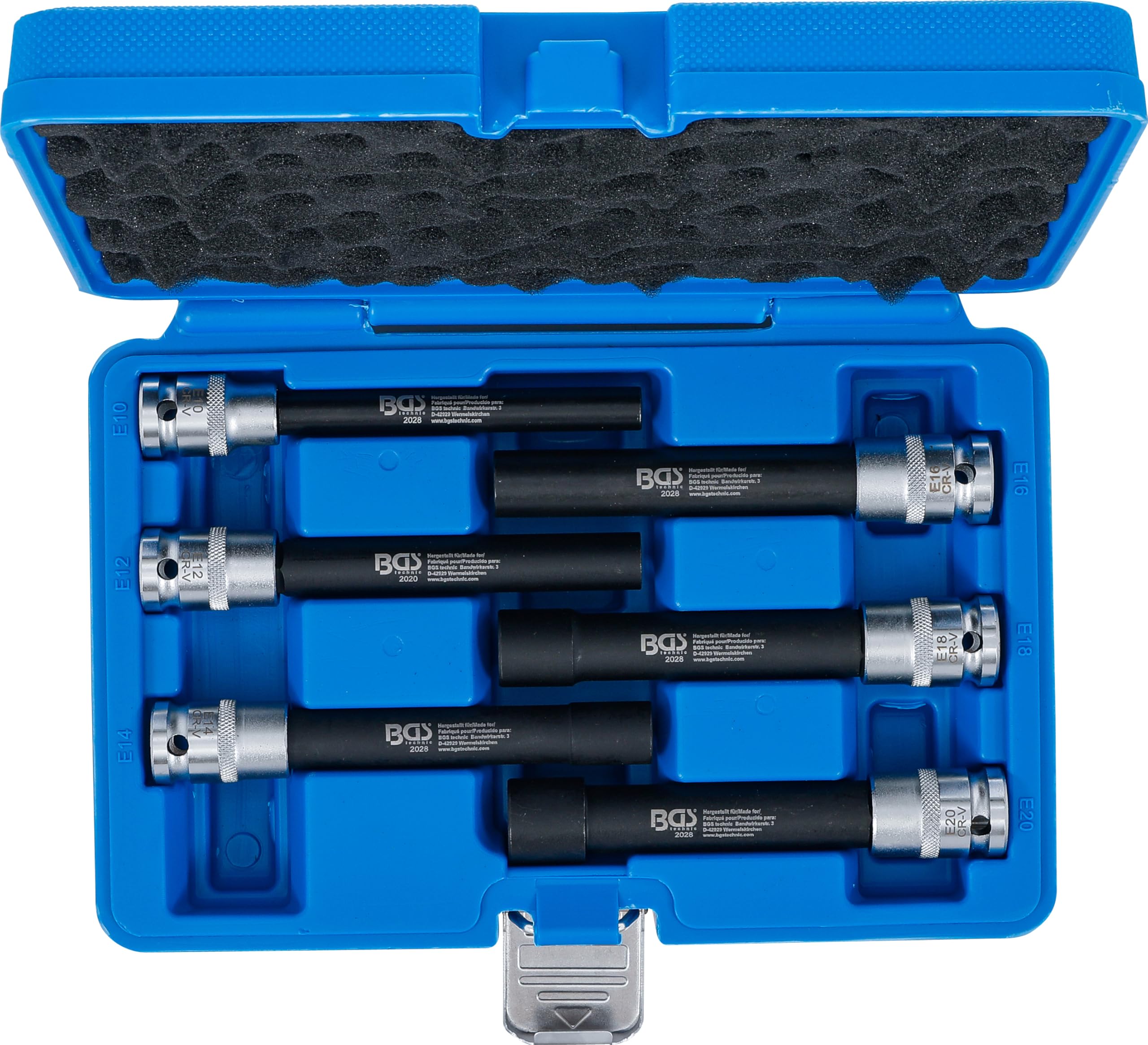 BGS 2028 | Juego de llaves de vaso E-Torx, extra largas | entrada 12,5 mm (1/2") | E10 - E20 | 6 piezas