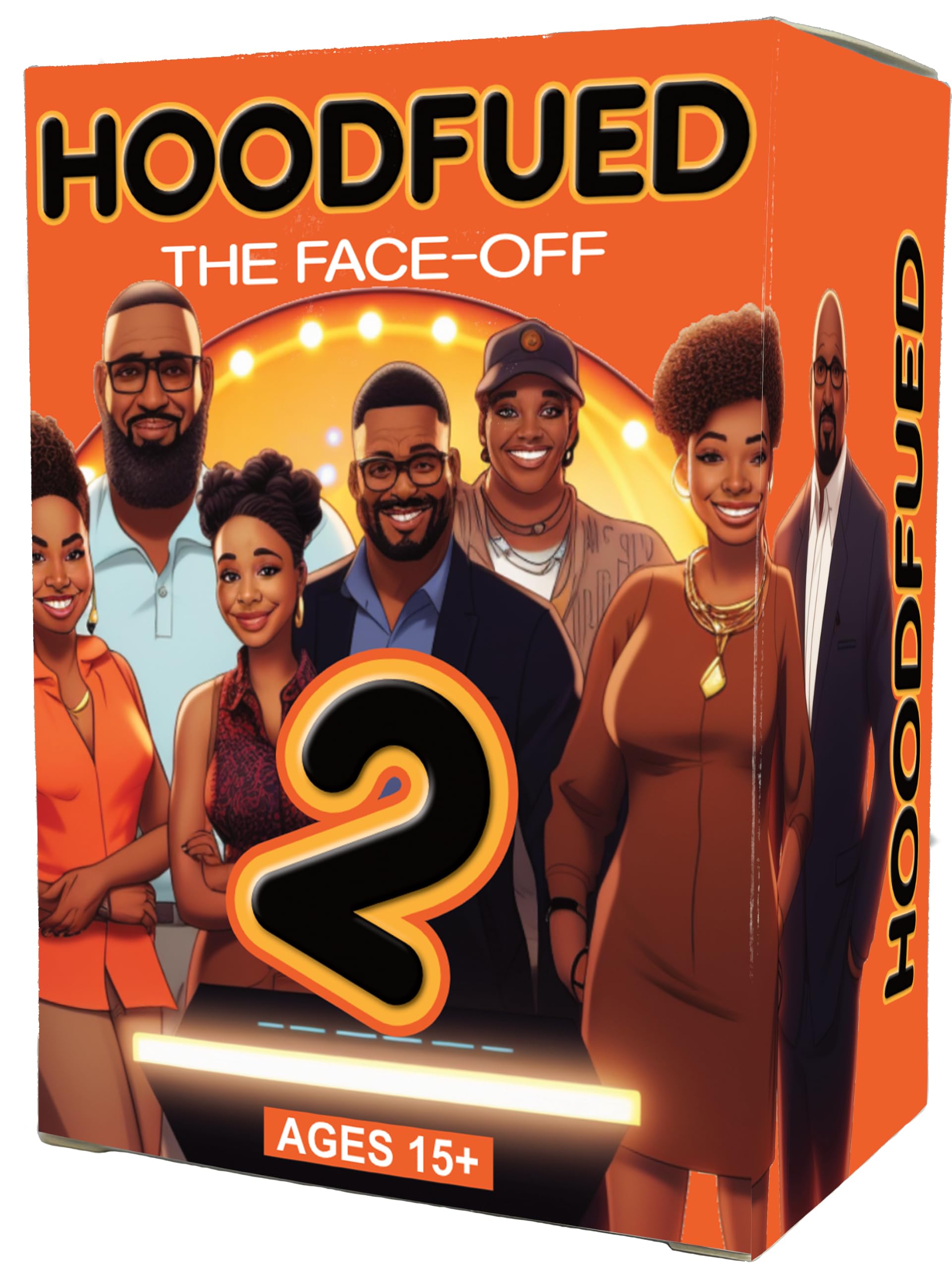 HoodFued 2 - Juego de cartas familiar negro estilo feudo para fiestas afroamericanas, reuniones y noches de juegos | Divertido entretenimiento de trivia para adultos y adolescentes