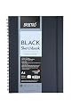 Brustro Artist's Black Sketchbook | A4, 200GSM, 80 Pages | Spiral, Wiro Bound, Ideal for Coloured Pencils,Gel Pens, Chal