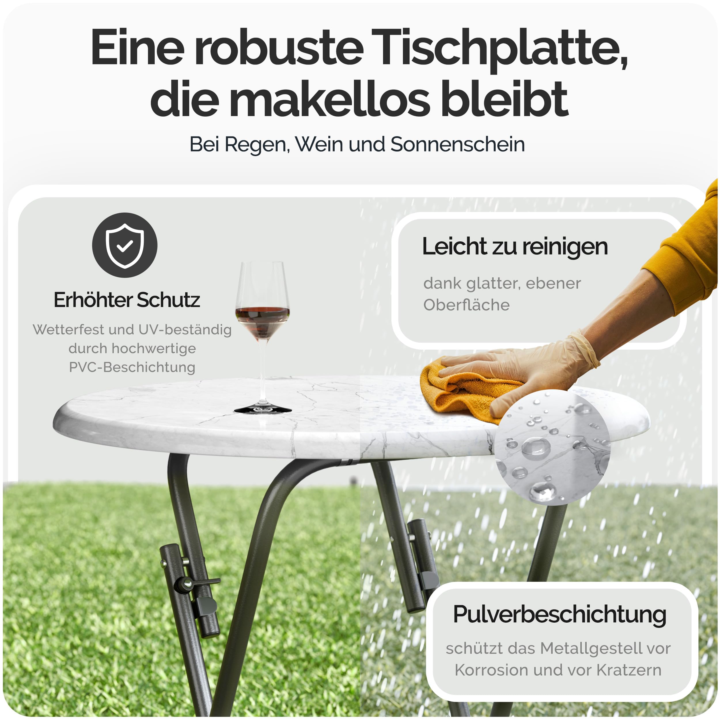 Casaria® Stehtisch 2er Set Klappbar Höhe 110cm Ø 60cm Marmor Optik Beistelltisch Klapptisch Bartisch Cocktail Party Rund Hochtisch Gartentisch weiß