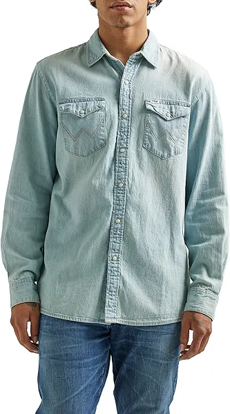 Wrangler Mens Men's Long Sleeve Denim Shirt