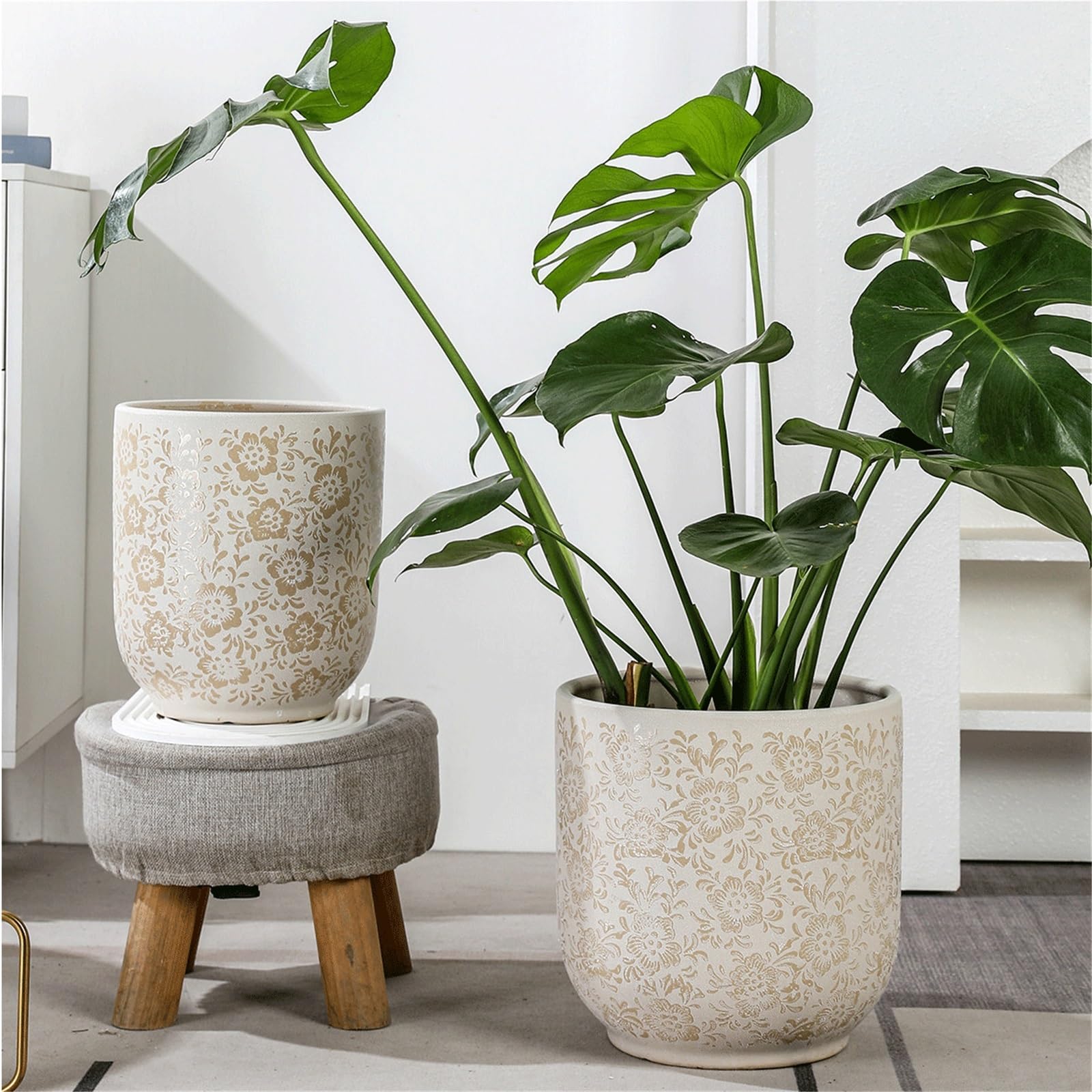 Doniczki ogrodowe Bardzo duże donice ceramiczne: idealne do uprawy roślin podłogowych, takich jak Monstera i Dracena(Duży)