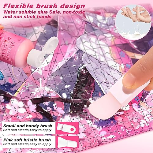 Miniatura 4 de Pegamento transparente para rompecabezas con cepillos, 4.1 fl oz, accesorios y herramientas de rompecabezas, hojas especiales solubles en agua para