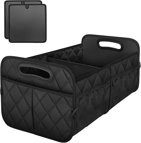 Organizador de maletero para coche (50 L, multicompartimento, portátil, rosa) - Organizador de coche plegable con 6 bolsillos para mujereshombres