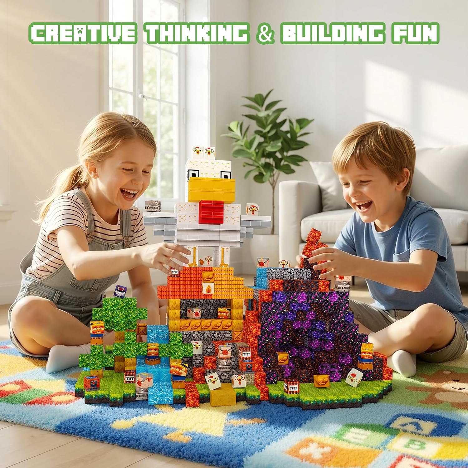 200PCS Magnetic Building Blocks with Light Up Blocks, STEM Educational Construction Toys, Sensory Learning Toys for Kids Ages 4-8, Birthday for Boys & Girls
