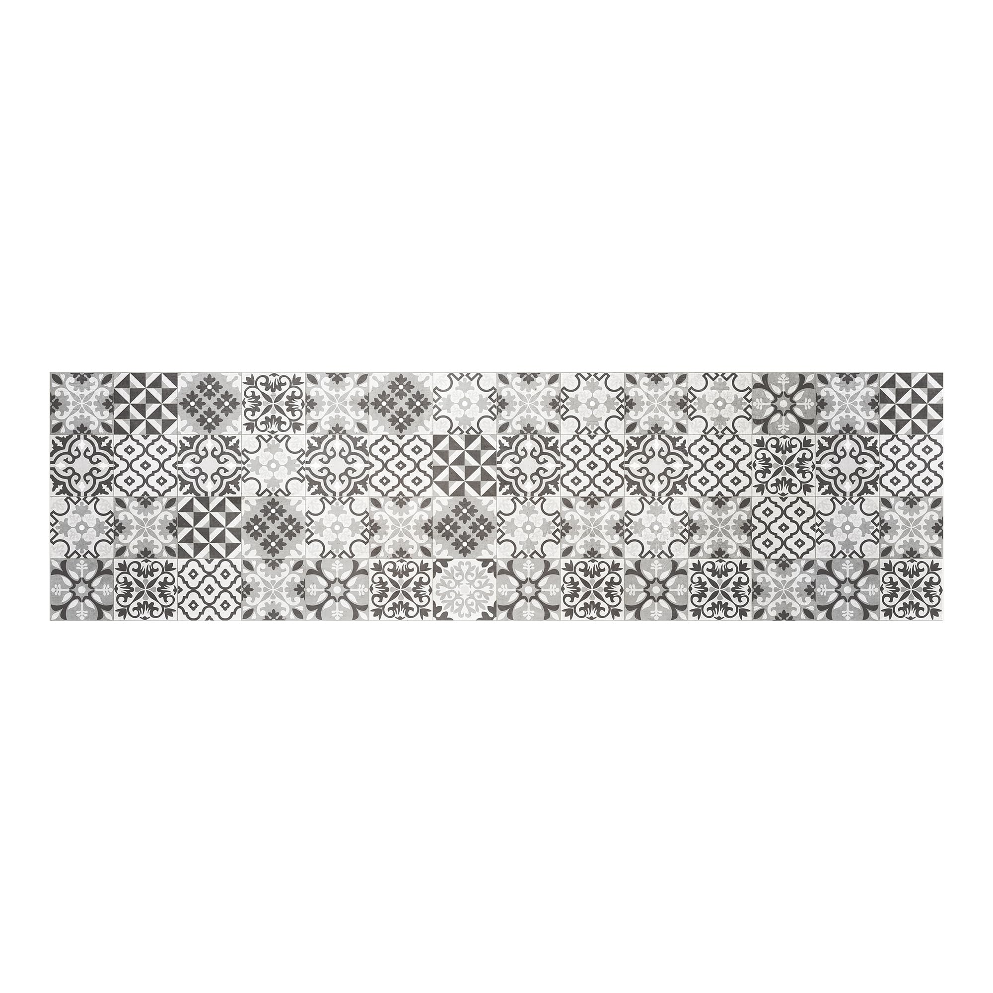 CREARREDA Tapis de Cuisine antidérapant tuiles Grises 180x50 cm Tapis de Protection de Sol en Vinyle 100% fabriqué en Italie, avec Encre Non Toxique, Ignifuge et résistant à l'eau