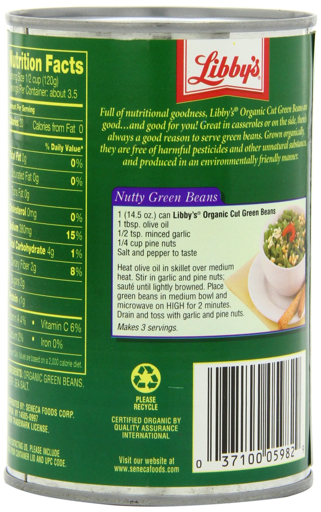 Libby's Organic Cut Green Beans, 14.5Ounce Can (Pack of 12) Buy