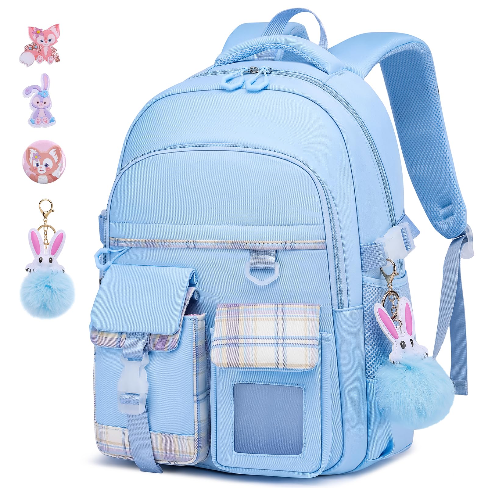 KEBEIXUAN School Bags for Girls - Kawaii Personalised Kids Backpack, Water Resistant Rucksack for Primary Middle School