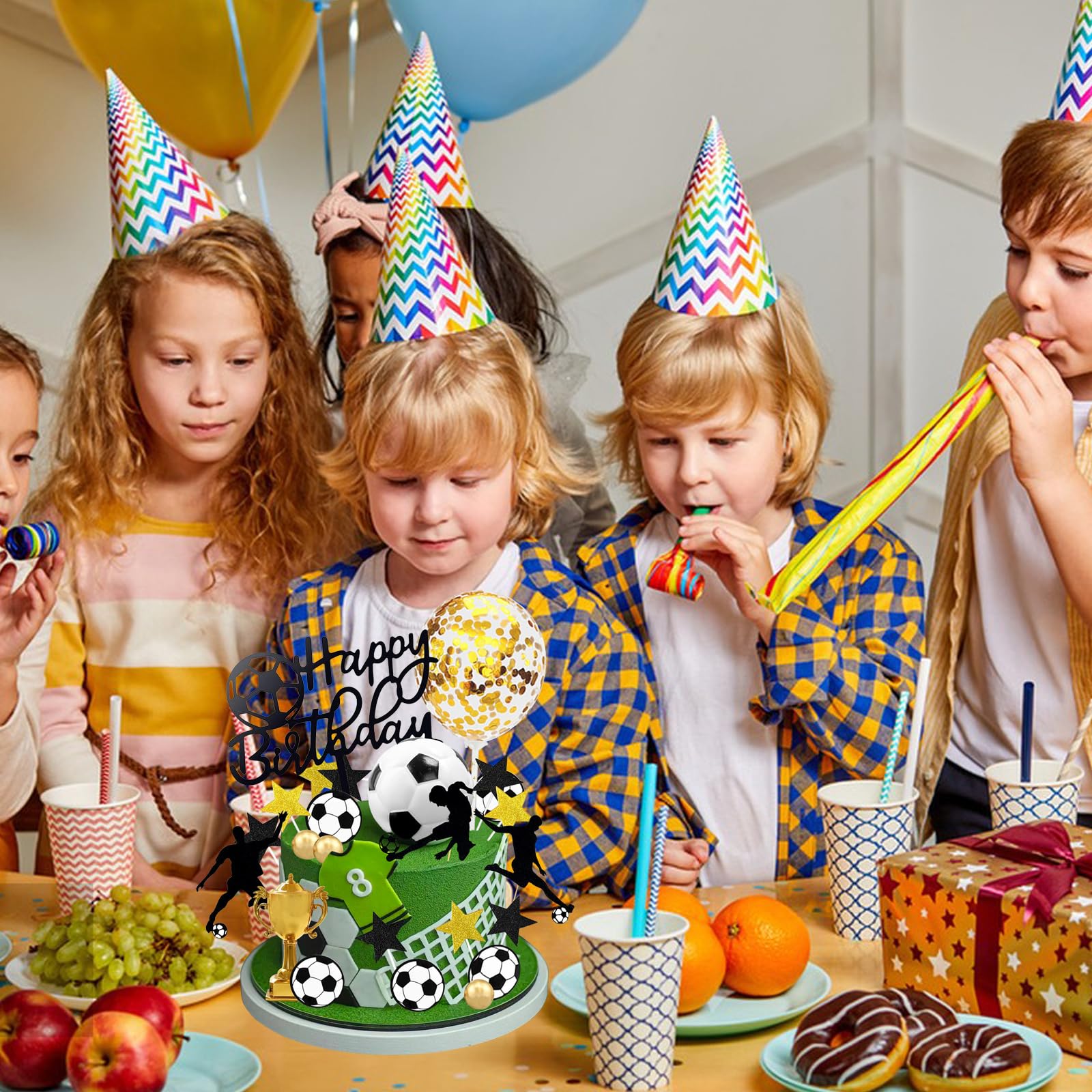 28PCS Decorazioni Torta Compleanno Calcio Bambino CHUNLINLAODA-decorazione per torte da calcio Decorazione Torta Calcio Feste A Tema Calcio Cake Topper per Ragazzo Compleanno Del Capretto (nero)