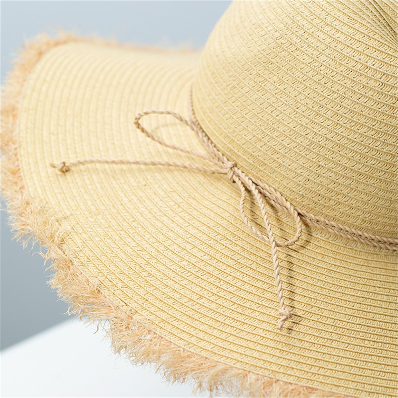 Sombrero de rafia con borde de ala grande para mujer, verano, playa, vacaciones, protección UV