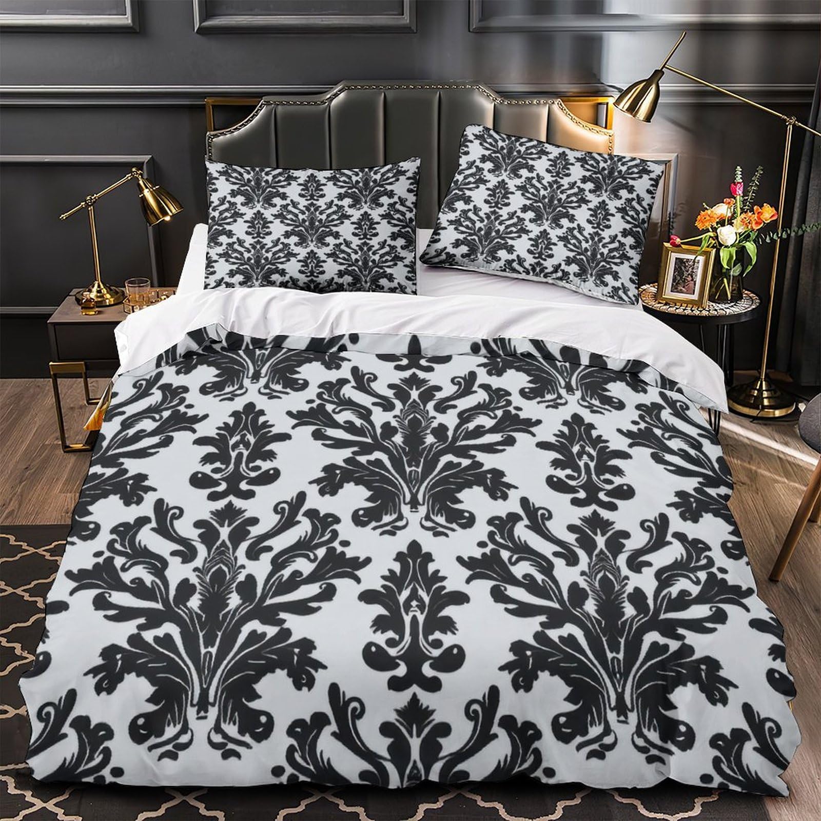 Parure de lit baroque en microfibre double effet 3D relief