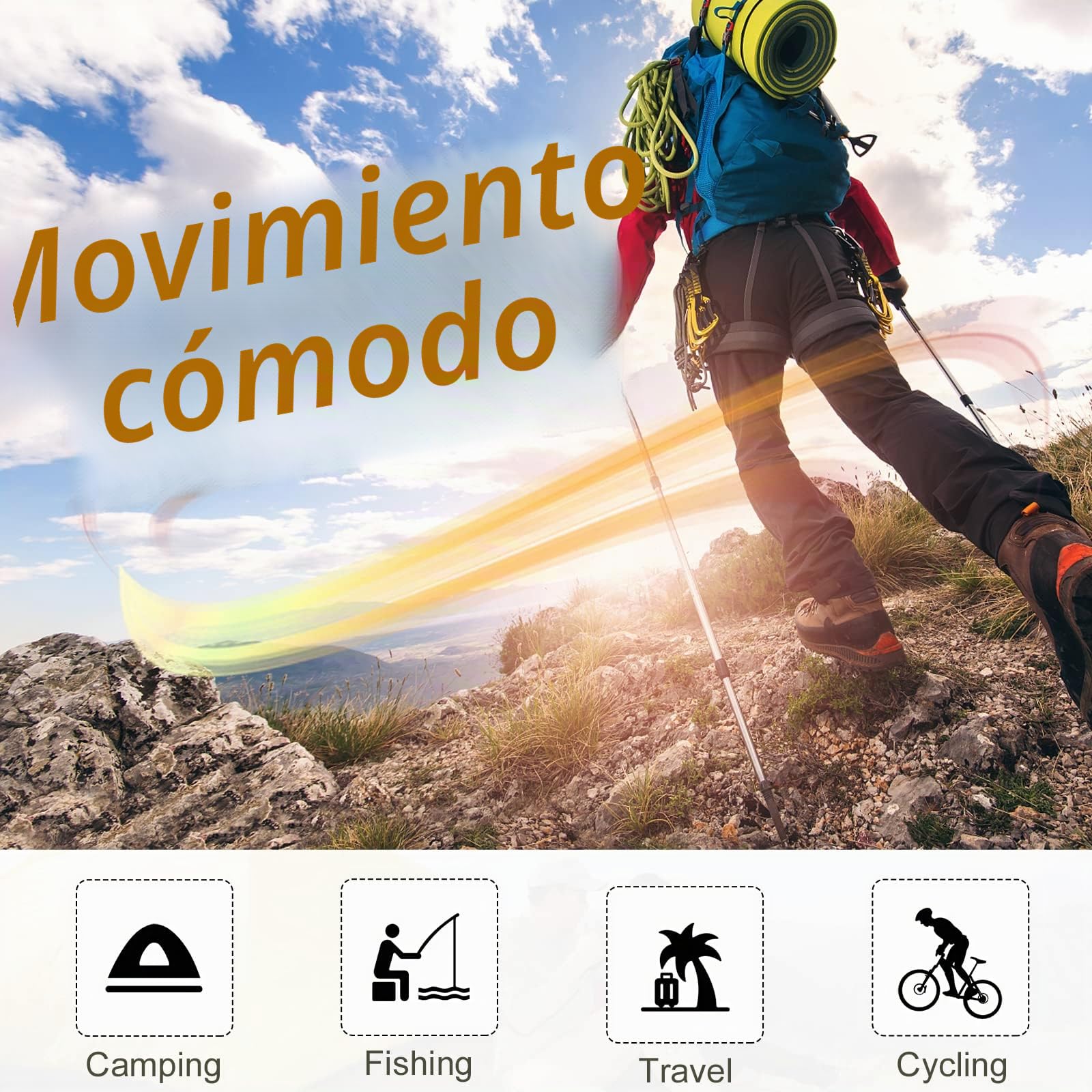 Pantalones de Escalada Masculinos, Pantalones de Caminar Ligeros y de Secado Rápido, Pantalones Largos Transpirables e Impermeables al Aire Libre Masculinos, Bolsillos con Cremallera