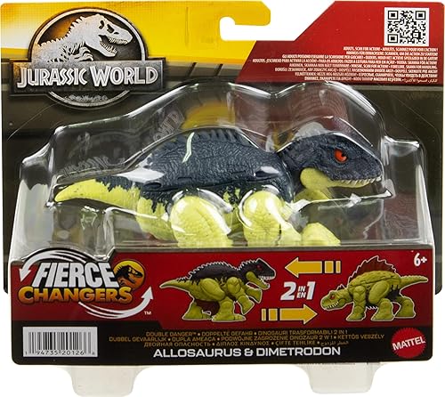 Miniatura 7 de Mattel Jurassic World Dimetrodon to Allosaurus - Juguete transformador de dinosaurio de doble peligro de 11 pasos, juguete 2 en 1, cambiadores