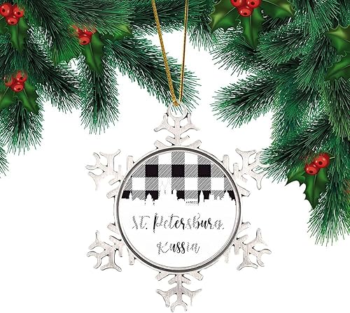 Miniatura 2 de Rusia San Petersburgo - Adorno de copo de nieve de metal, recuerdo de viaje, serie de héroes, adornos colgantes para árbol de Navidad, decoraciones