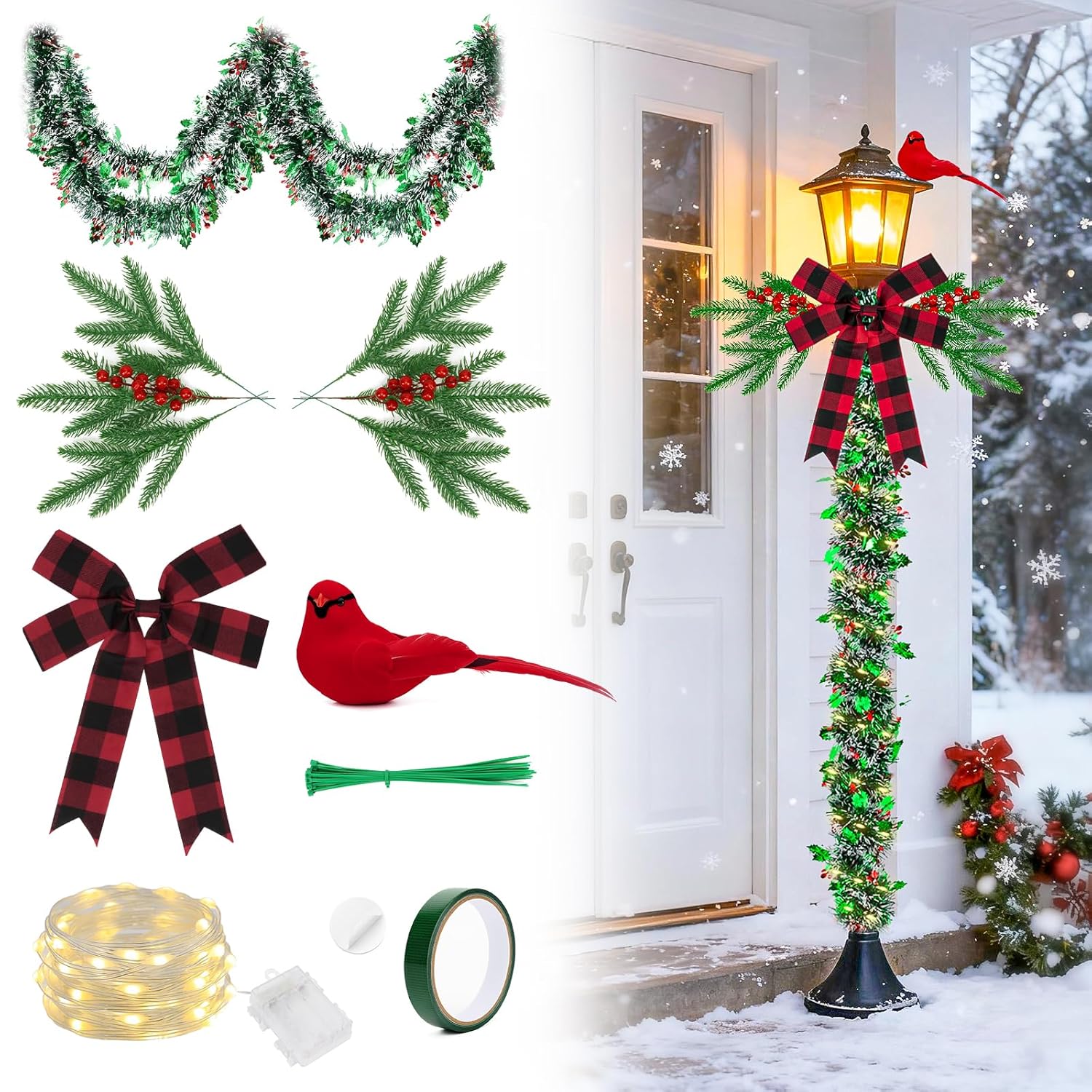 13Pcs Christmas Lamp Post Decoration Set