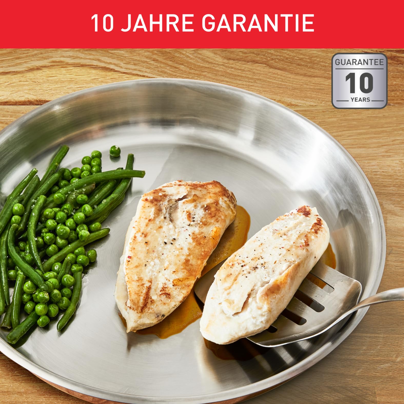 Tefal Duetto On Pfannen-Set, 2-tlg. 24/28 cm, unversiegelt, dicker Wärmediffusionsboden, Komfort-Griff, langlebig, für alle Herdarten geeignet, Edelstahl, B866S234