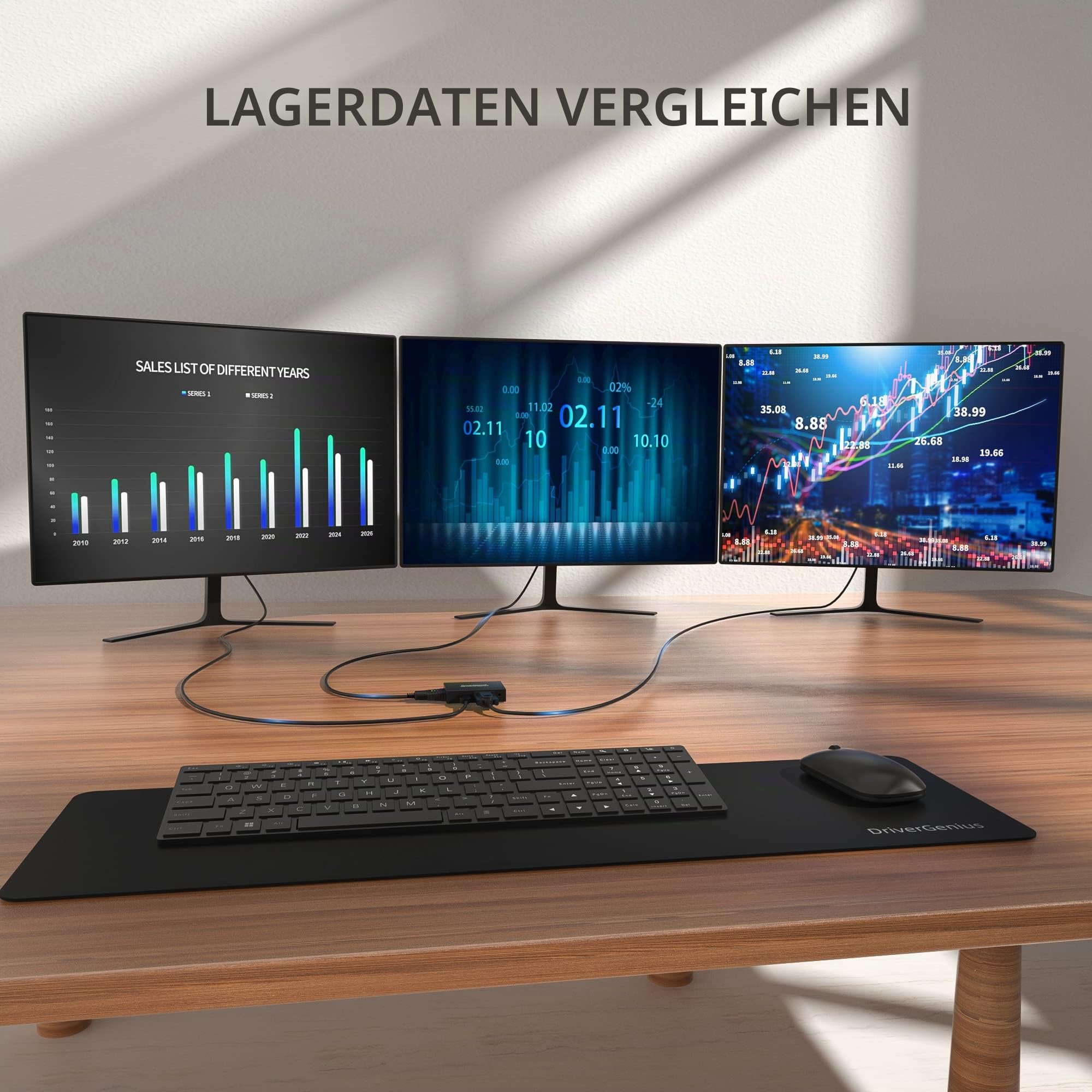 DriverGenius ViewX-Trio USB 3.0 auf HDMI DVI VGA Adapter (DL-3900, 2 Stück) | Externe Mehrbildschirm-Lösung für Windows & macOS, für Büro, Datenanalyse, Grafikdesign und Produktivitätsaufgaben