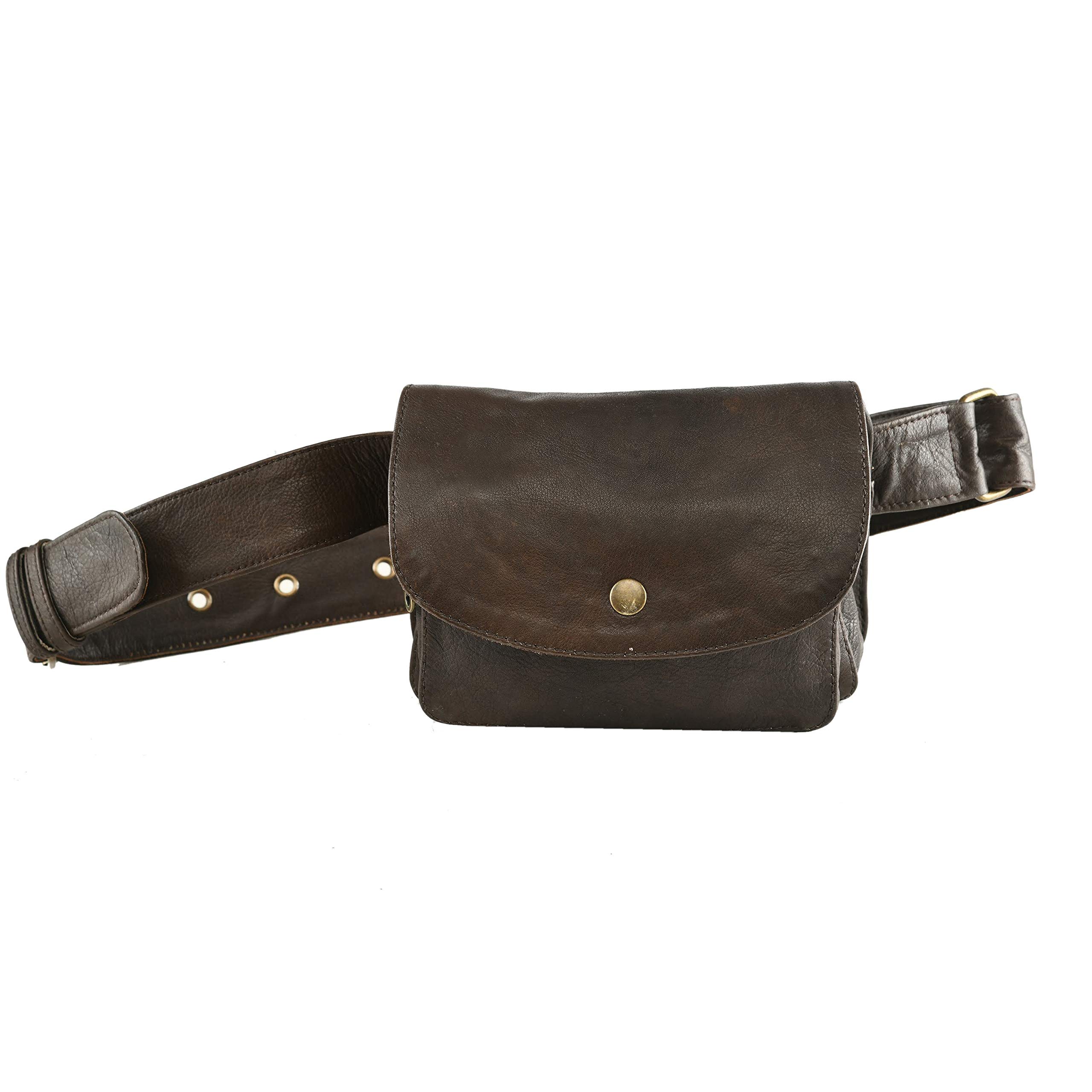 Waist Bag – Genuine Leather Fanny Pack Multi-Function Genuine Leather Hip Bag Bum Bag Travel Pouch for Men and Women- Multiple Pockets & Sturdy Zippers Ideal for Hiking Running and Cycling Waist Bag