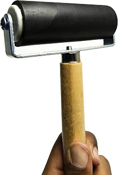 Bastex 4 inch Brayer Roller. Hard Rubber Applicator for Arts & Crafts, Ink, Printmaking, Block Stamping, Printing, Applying Glue, Wallpaper and More