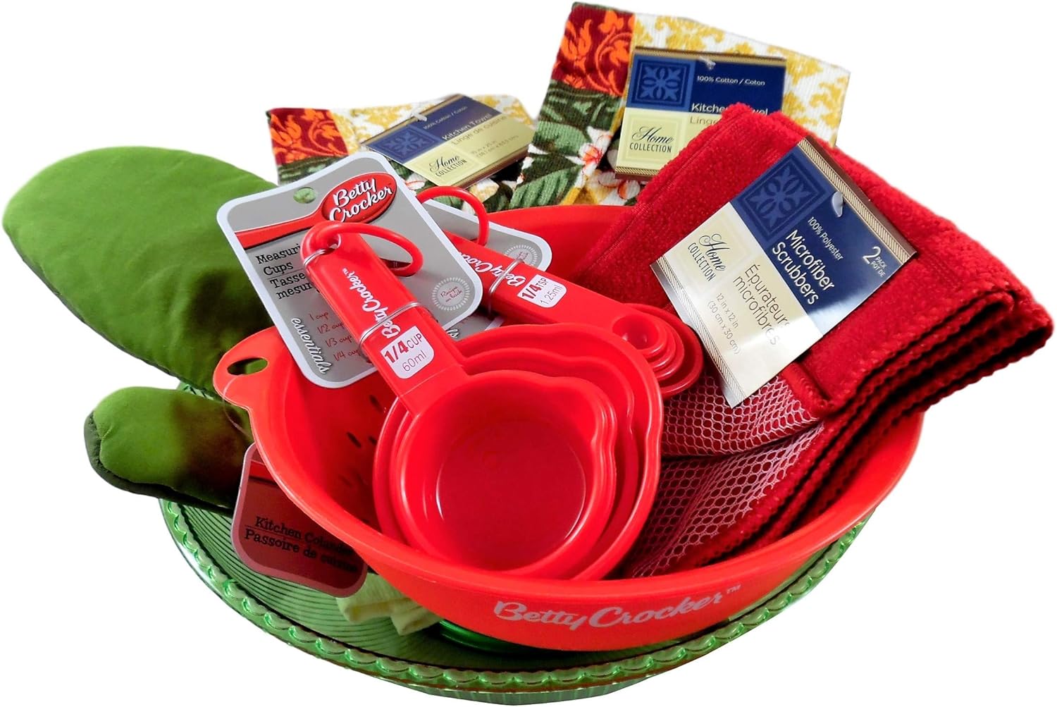 8 Piece Kitchen Gift Set Bundle, Kiwi Green & White Bowl, Towels, Dishcloths, Oven