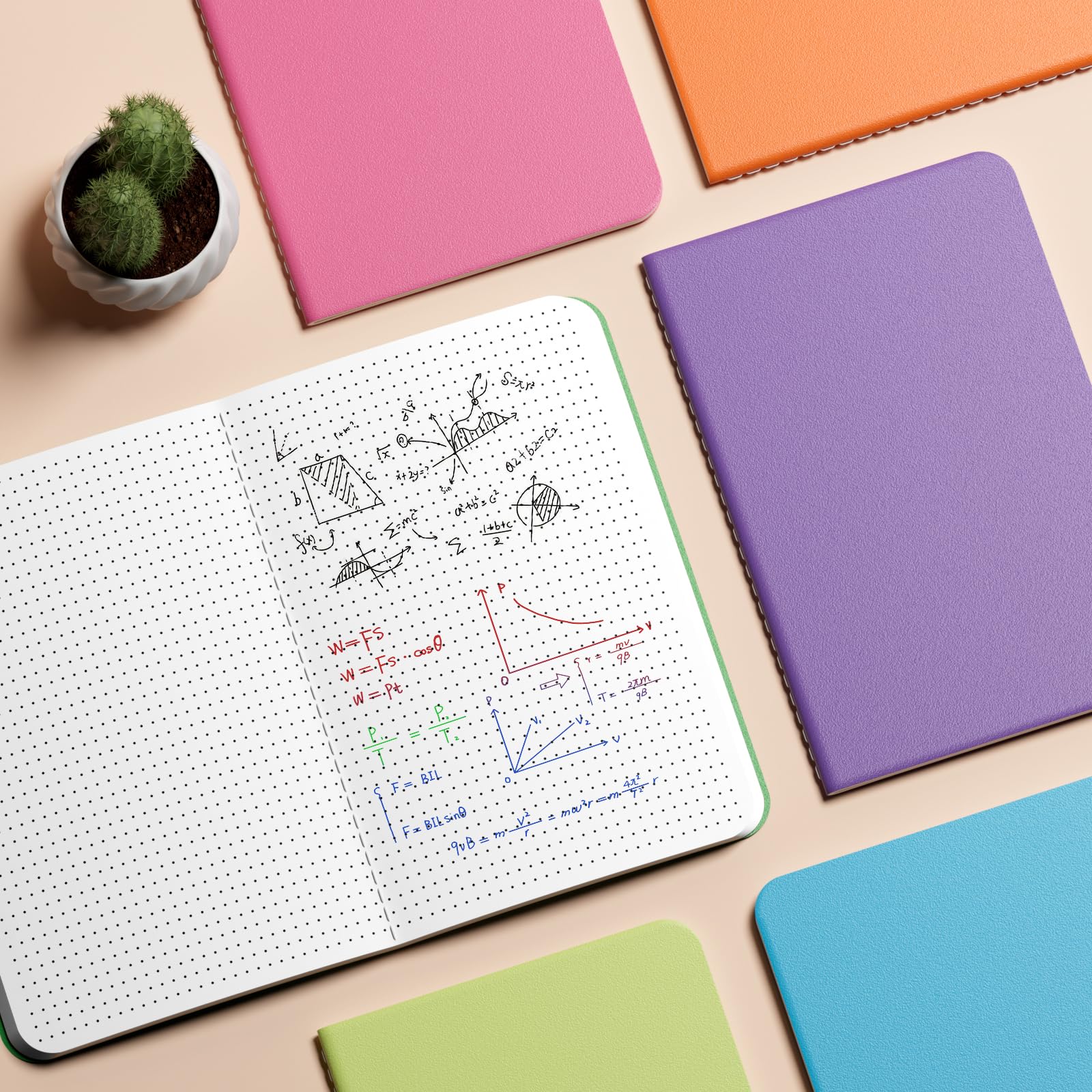 12 Pack Colorful Dot Grid Notebook Journals Bulk with Dotted Grid Paper, 60 Pages, 8.3x5.5 inch, A5 Size, Writing Diary Subject Notebooks Planner for Student Travelers Office, Travel Journal Set