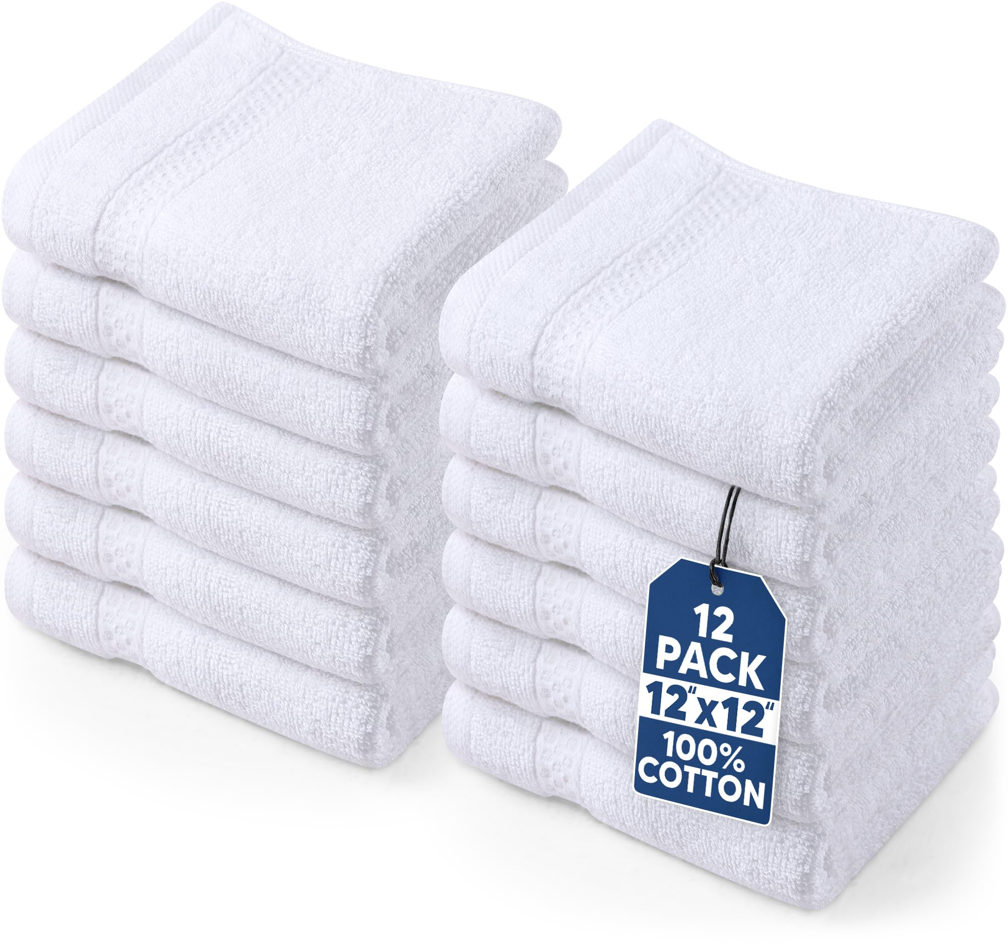 Utopia Towels 12er Pack Seiftücher 30x30 cm, Weiß | Aufhängeschlaufen, OEKO TEX, Hergestellt in Green, 100% Baumwolle, Weich und saugfähig