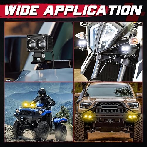 Miniatura 6 de OFFROADTOWN Luces LED antiniebla para conducción de motocicleta, 2.5 pulgadas, 2 unidades, 40 W, de doble color, LED para conducción, luz