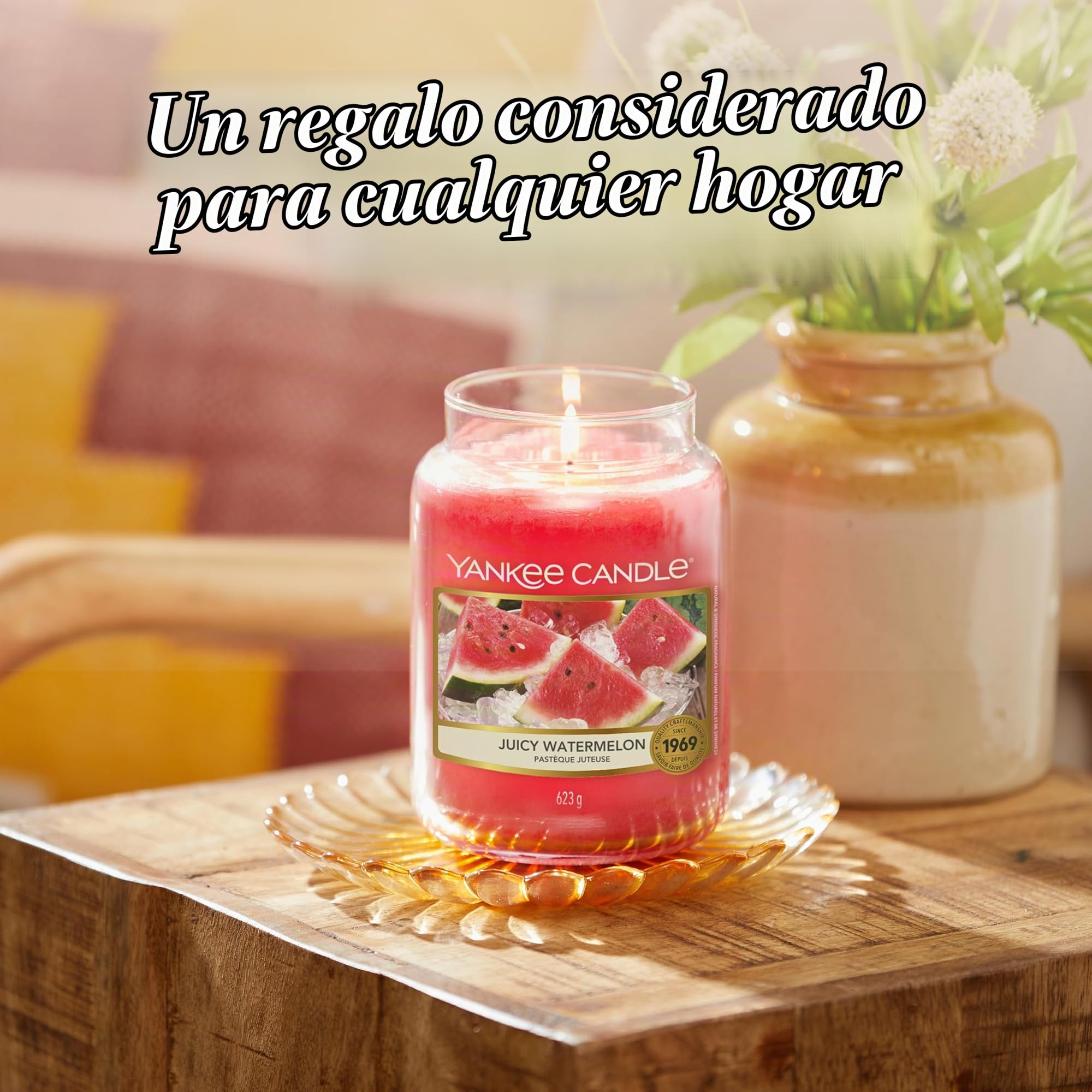 Yankee Candle Vela pefumada | Juicy Watermelon vela en tarro grande | Velas de larga duración: hasta 150 h | Regalos perfectos para mujeres
