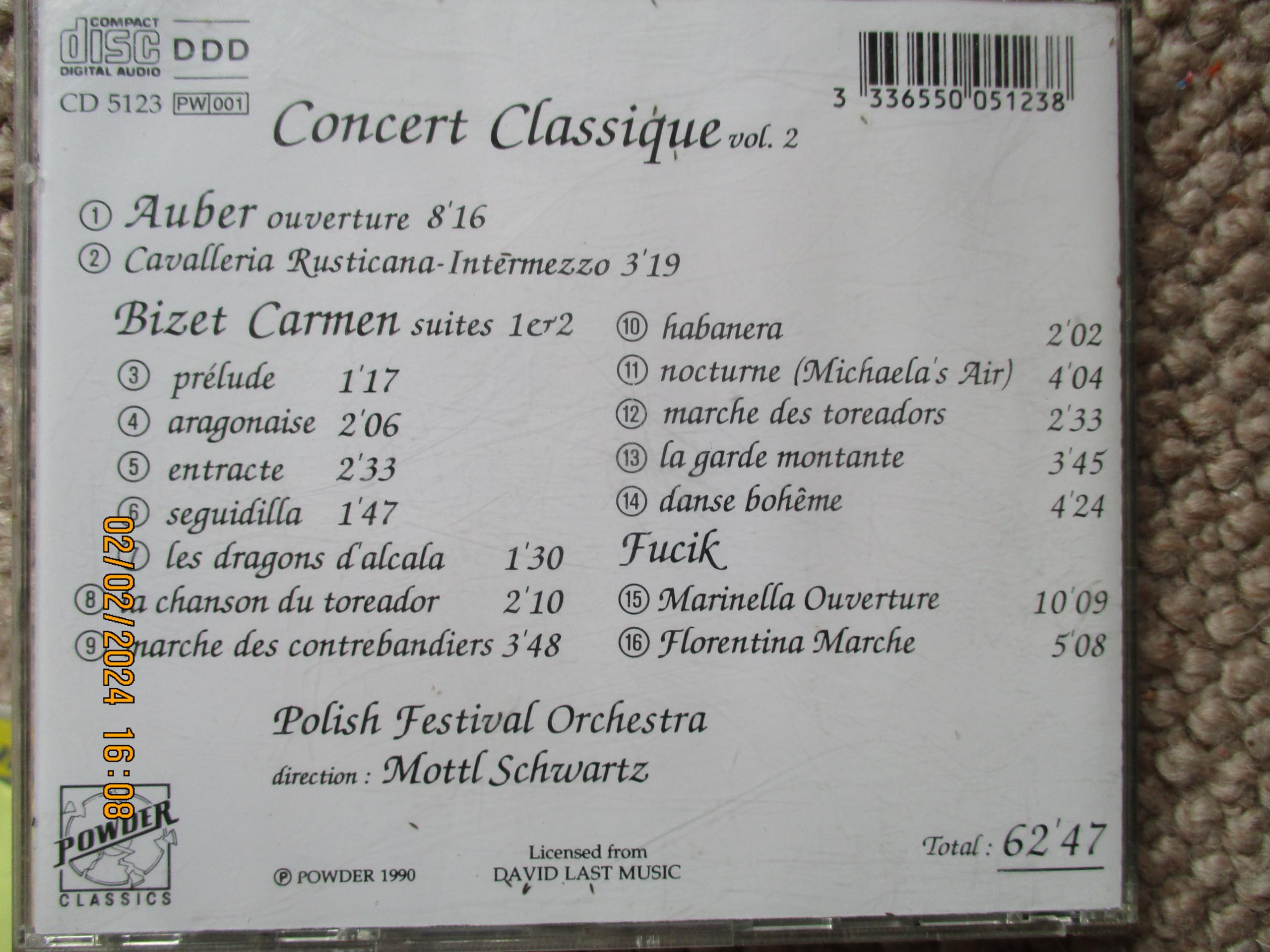 CONCERT CLASSIQUE Vol 2 - BIZET CARMEN SUITES 1 & 2 [Audio CD]