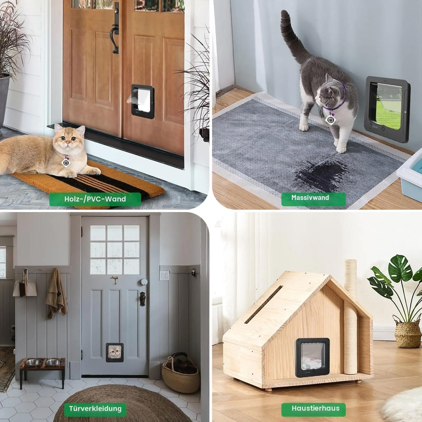 Automatische Haustiertür mit Mikrochip-Technologie, inklusive 2 Sensorhalsbändern und Fernbedienung, ideal für Katzen und kleine Hunde