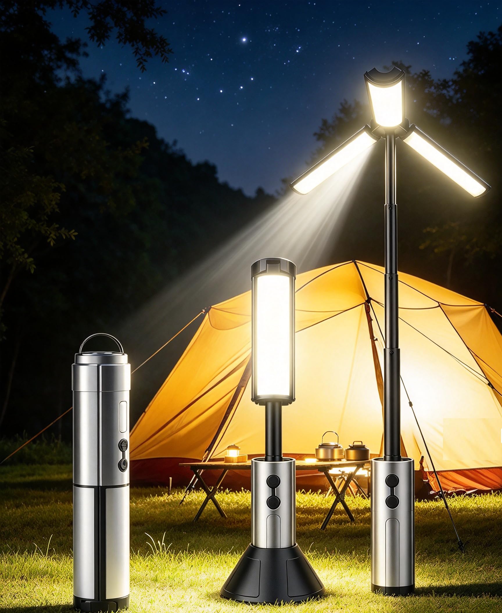 Lanterna da campeggio a LED USB-C, 2000 mAh, 3,7 V, 7,4 walt