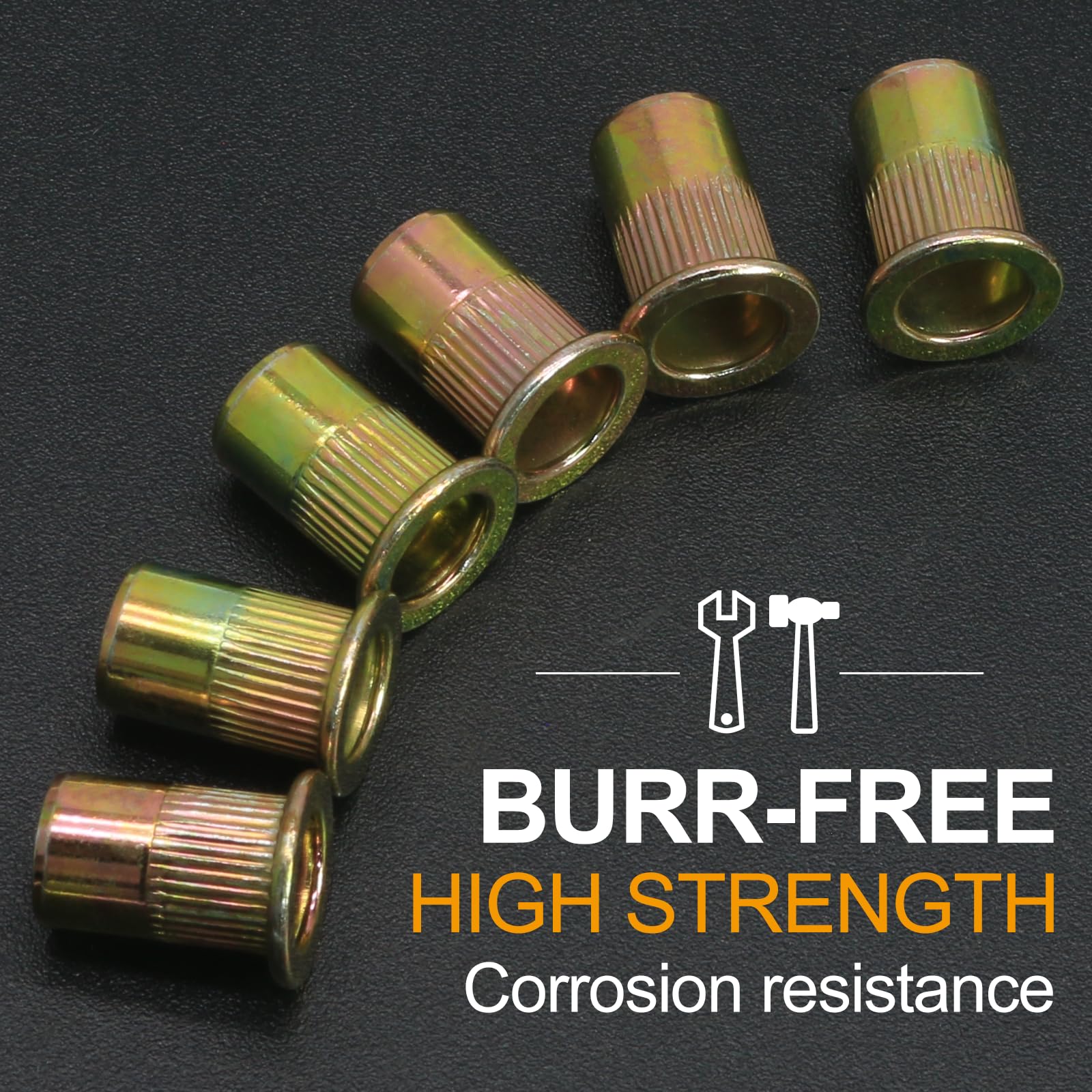 Automotive Rivnut Snapklik.com : 100Pcs M6 Rivet Nuts, Carbon Steel Rivnut Flat Head ...