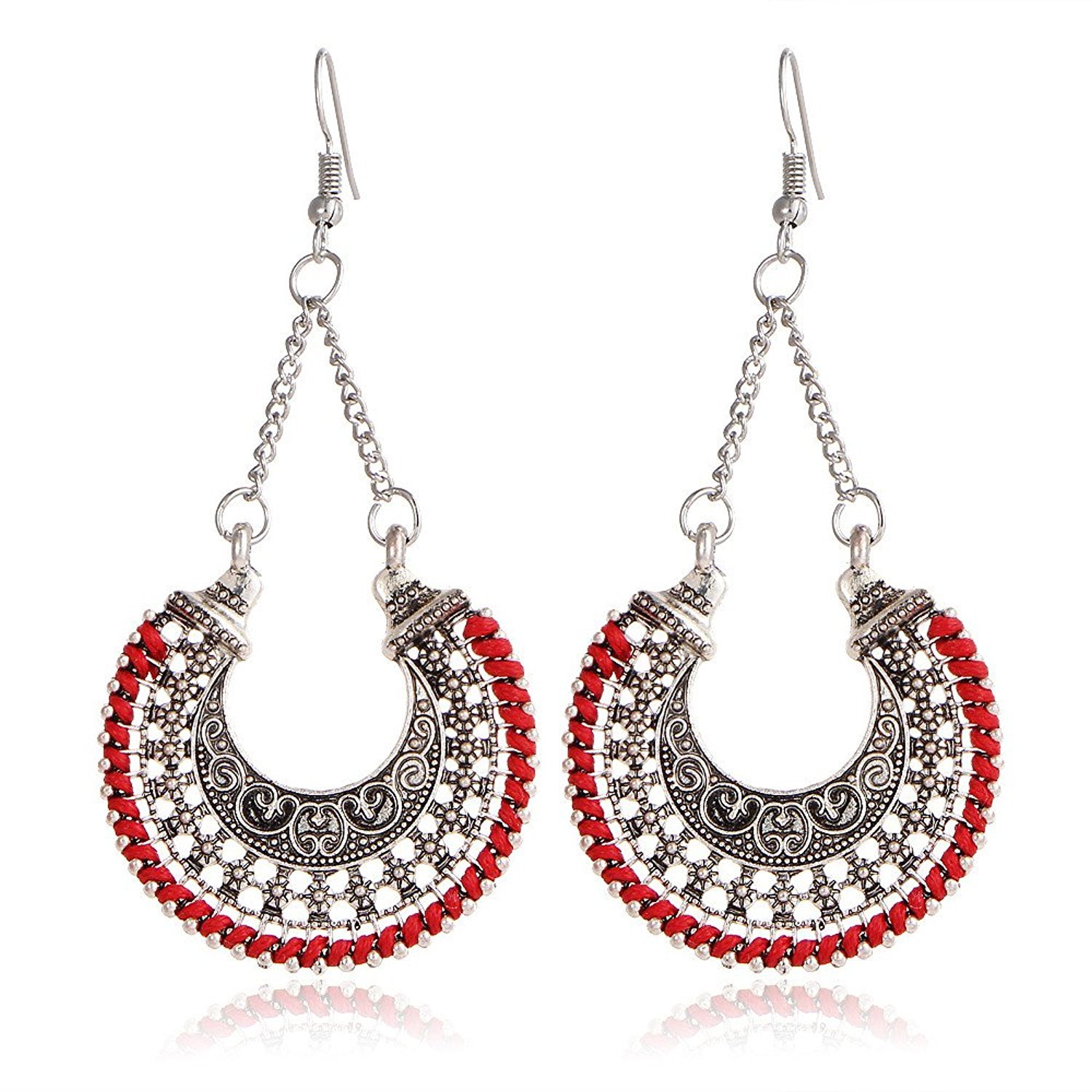Shining Diva Fashion Latest Oxidised Silver Traditional Drop Earrings for Women and Girls (Red) (rrsd9509er) (B077RCHHY9) Amazon Price History, Amazon Price Tracker