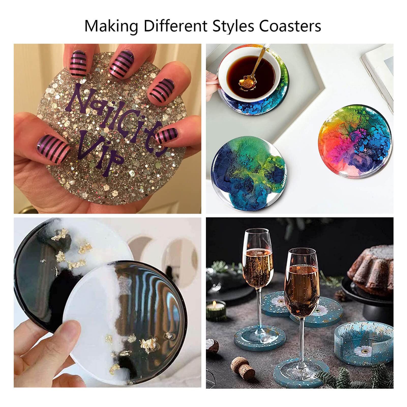 SENHAI Silikonformen Für Epoxidharz – 8-teiliges Set Für Unregelmäßige Geoden-Untersetzer – DIY Achat-Untersetzer