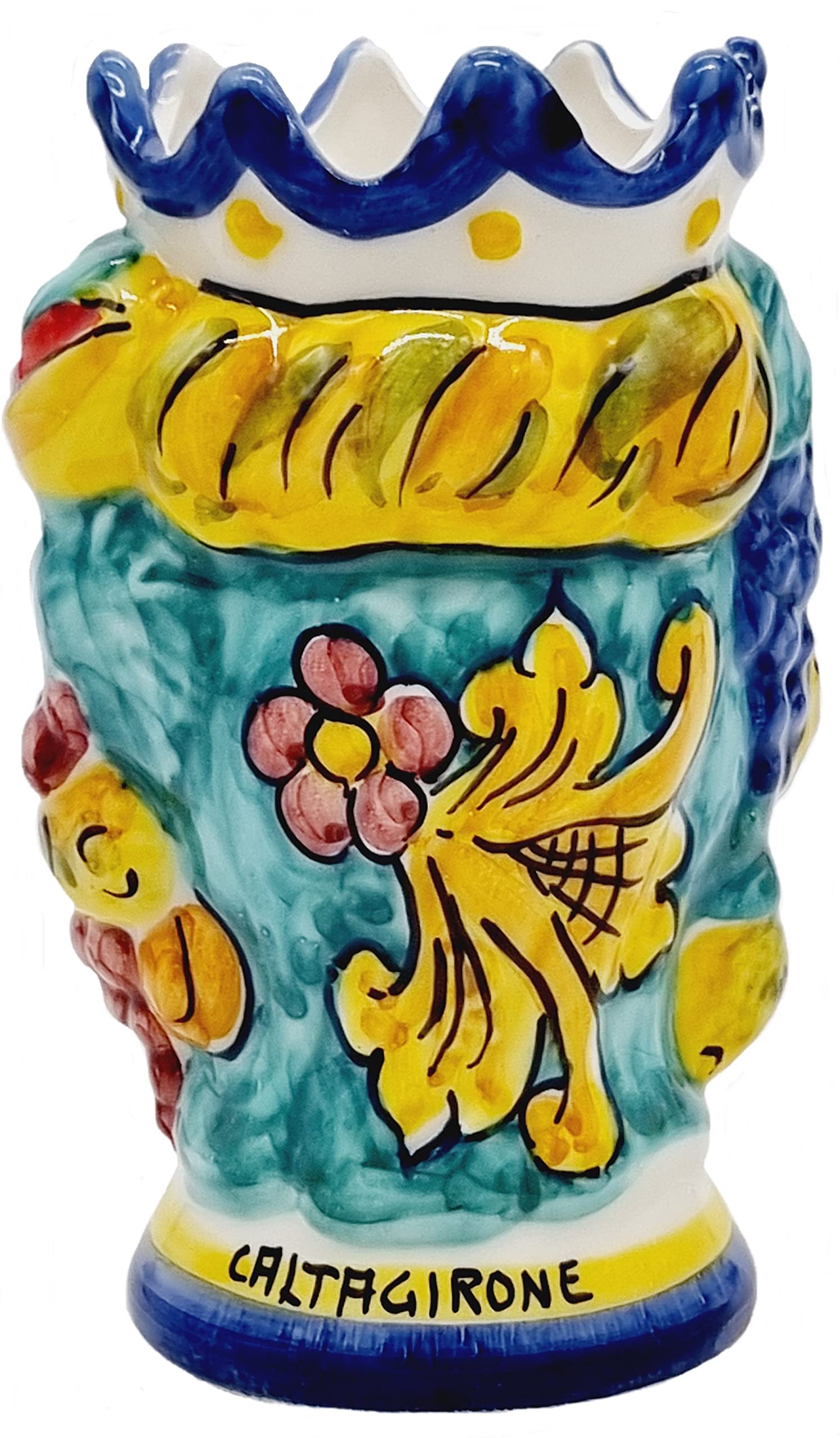 sicilia bedda - Coppia TESTE DI MORO SICILIANE in CERAMICA DI CALTAGIRONE - Realizzate a Mano - H Centimetri 13 - Bellissimo Complemento d'Arredo