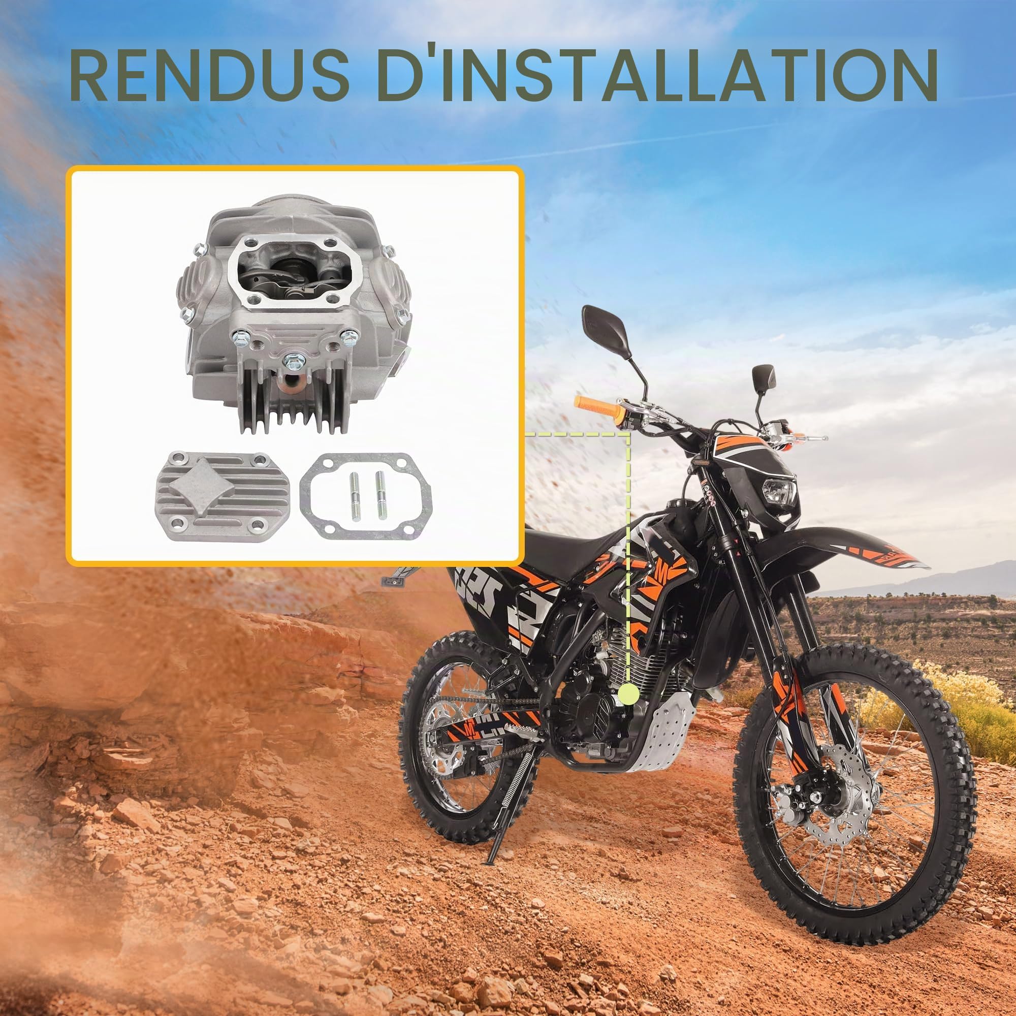GOOFIT Assemblée de tête de cylindre d'alésage 56mm Remplacement pour YX 140cc YX150cc 1P56YMJ 1P56FMJ 1P56FMJ-5 Engine Dirt Pit Bike ATV