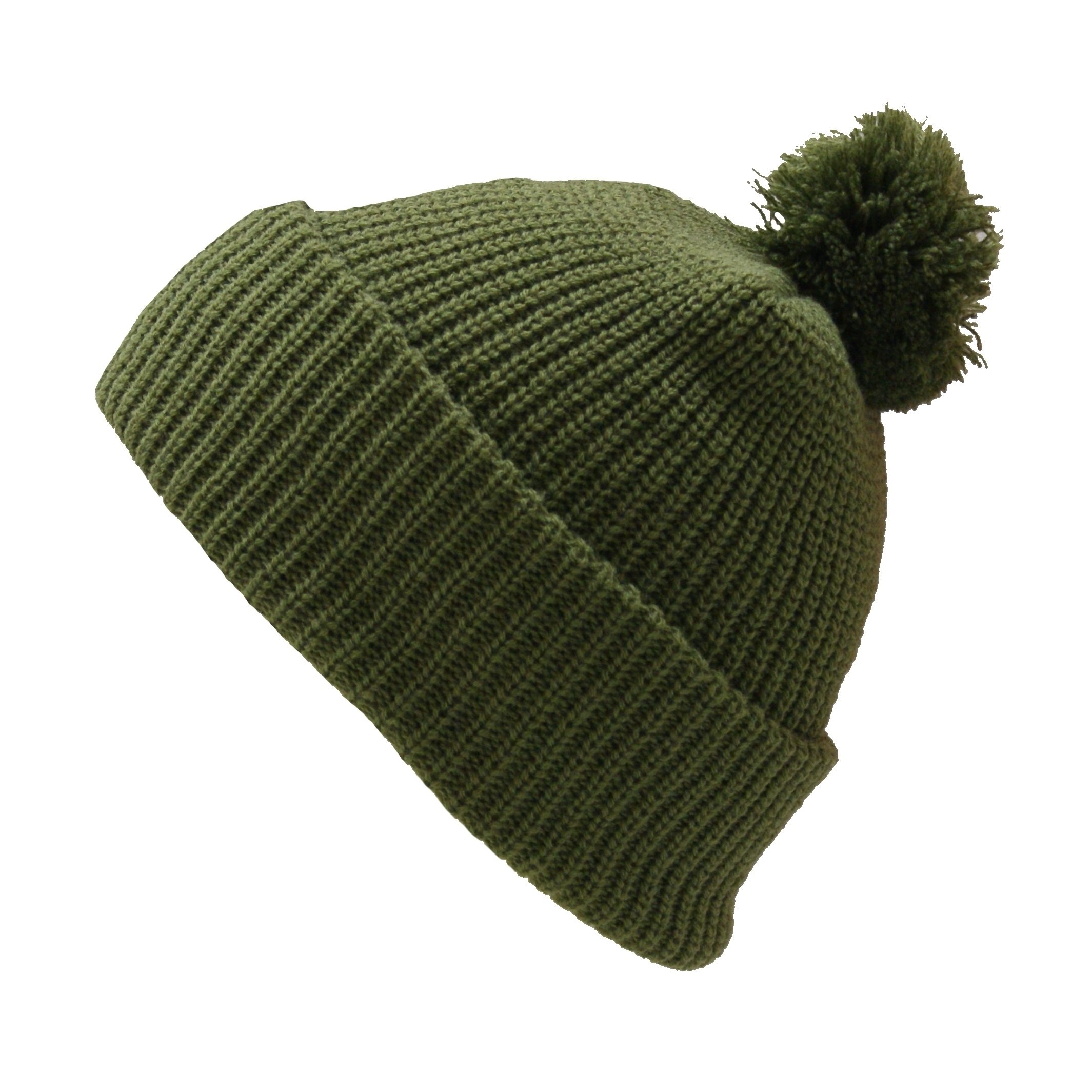 Pompom Hat, Beanie, Bobble Hat (Olive)