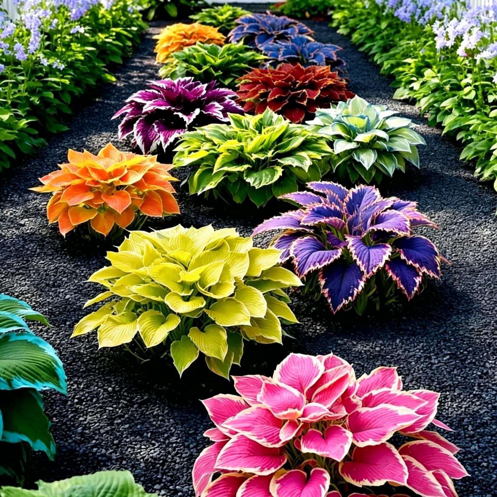 Rare Perennial/Vibrant Rainbow Hosta Bulbs/Spectacular Hosta Bulbs for Immediate Planting UK/Develop Powerfully/Beautiful Landscape Display/Potted-Cultivation/Little Care-4Bulbs-I