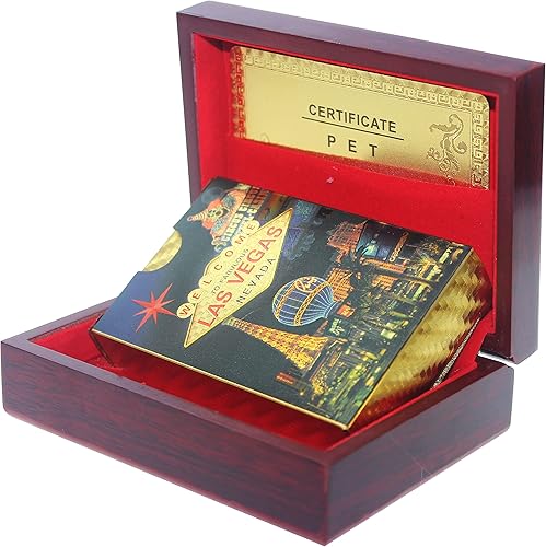 Juego de cartas de juego juego de póquer de lujo con caja de madera LAS Vegas Poker Box