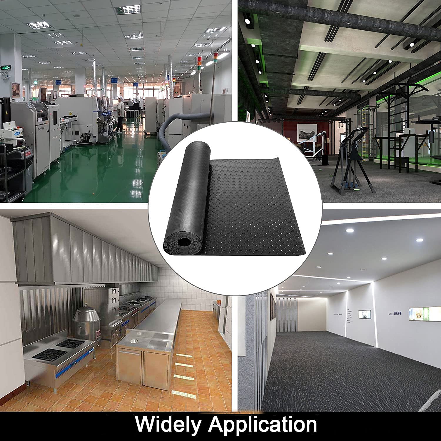 tonchean Gummimatte Antirutsch Matte 100x500cm Gummi Bodenmatte Bodenbelag Schutzmatte Garagenbodenmatte Werkstattboden für Gym Shed Van Garage Workshop
