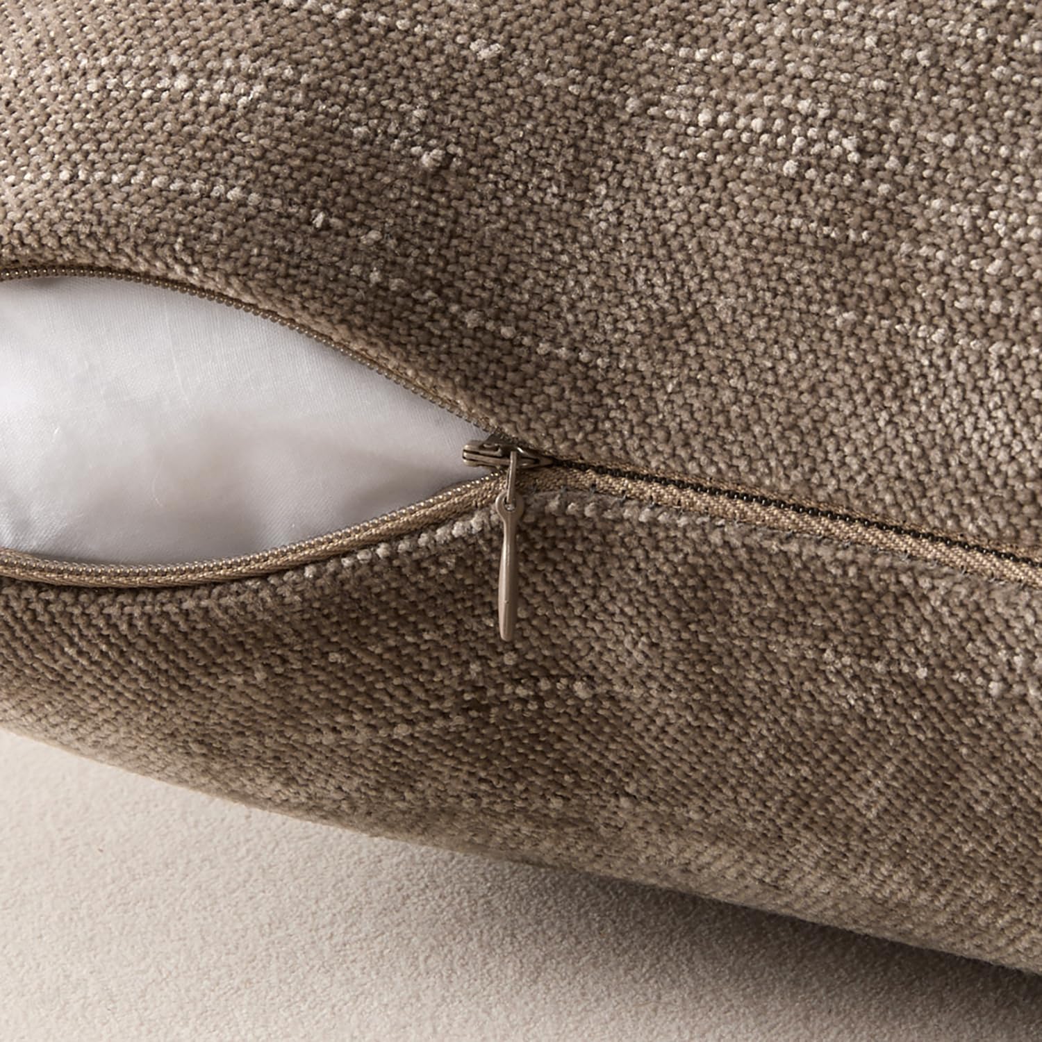 EMEMA Pack of 2 Soft Textured Throw Pillow Covers 20x20 Inch Cozy Boho Farmhouse Decorative Cushion Covers with Zipper for Couch Sofa Bedroom Living Room Home Decor, Taupe Grey - Image 7