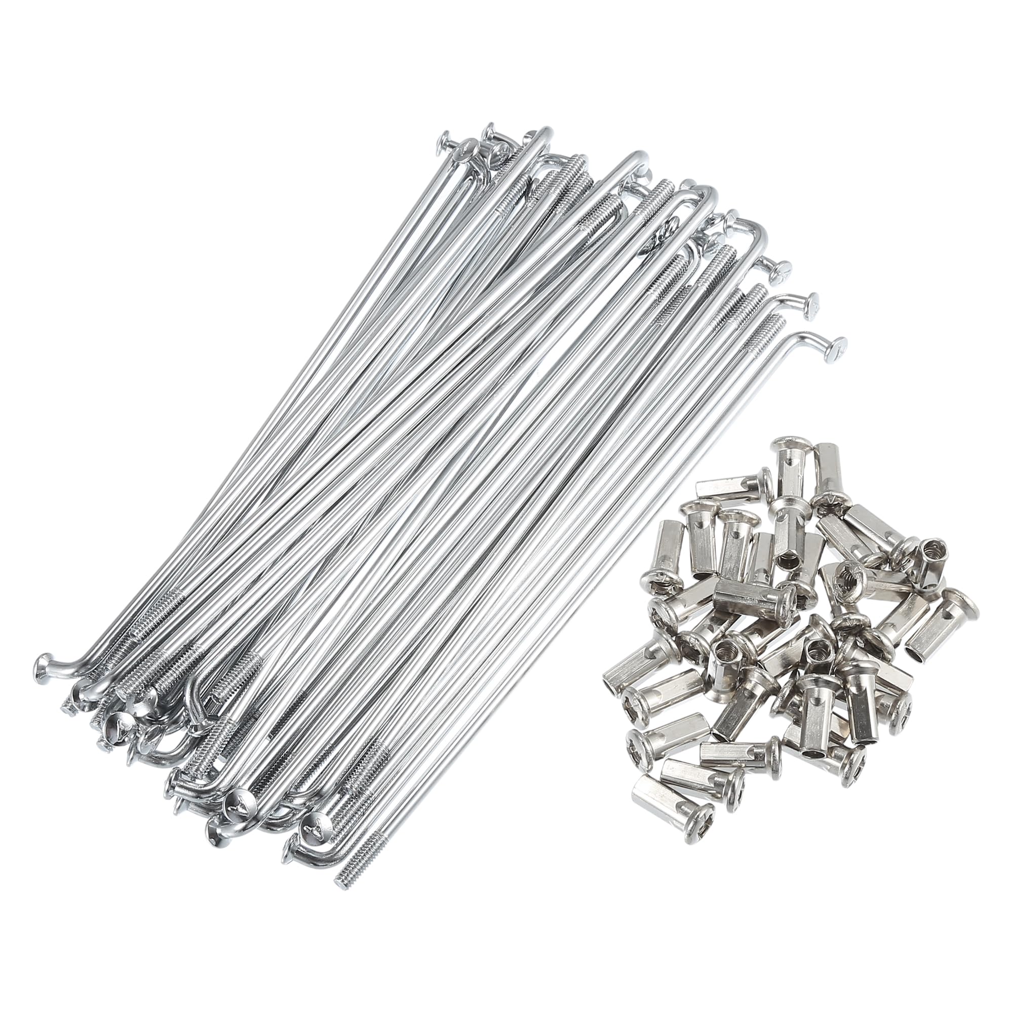 sourcing map Rayons De Roue De Moto avec Écrous Argent 36pcs 4mm 170mm | Argent, Avec Mamelons, Pour Reconstruction De Roue, Résistant, Anti-Impact, Améliore La Capacité De Charge Oscillante