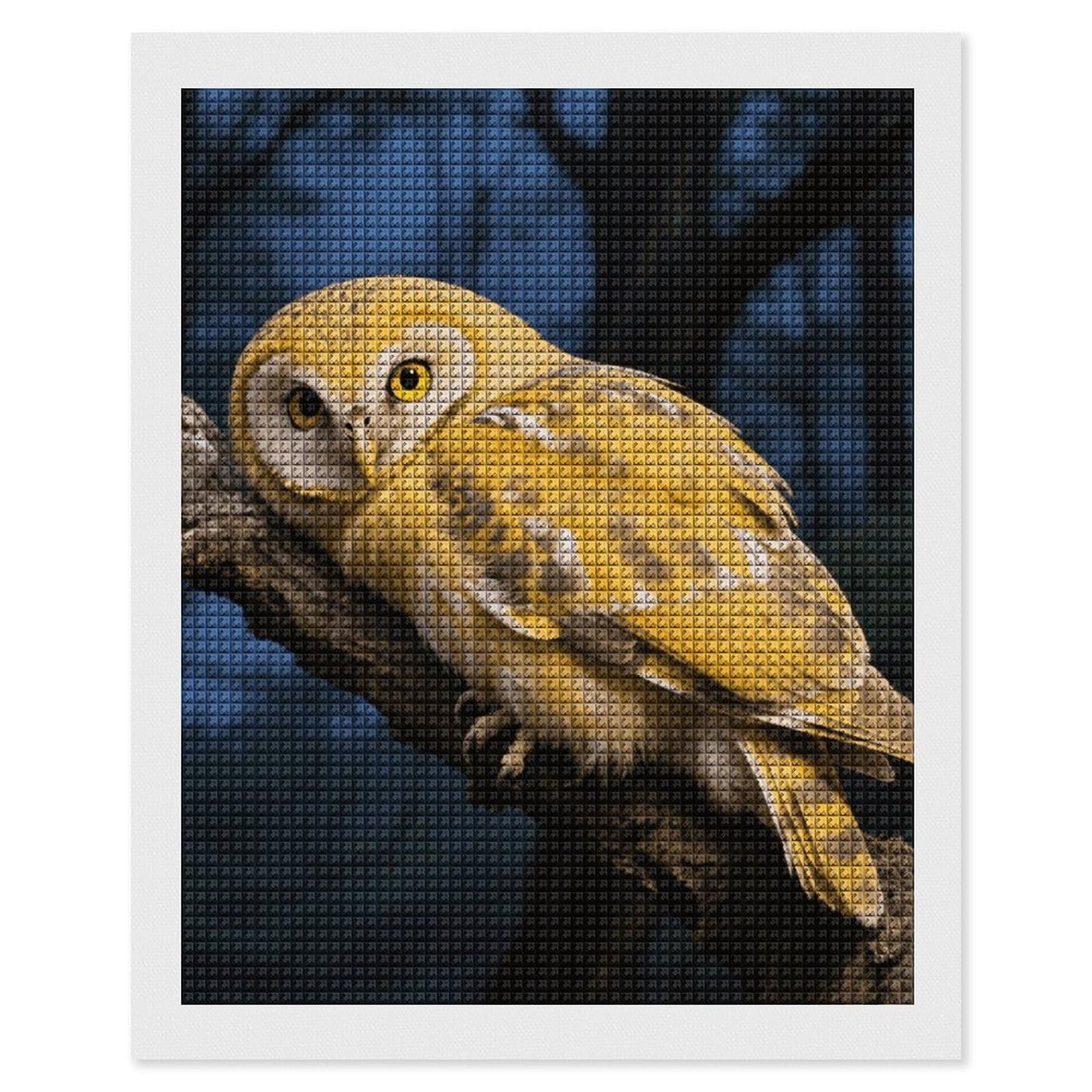 FodPand Yellow Snowy Owl 5D Diamond Painting Kits for Adults Beginners Full Drill Square Diamond Dots Pictures Gem Art Supplies for Home Wall Room Decoration DIY Craft Set Gift 16X20