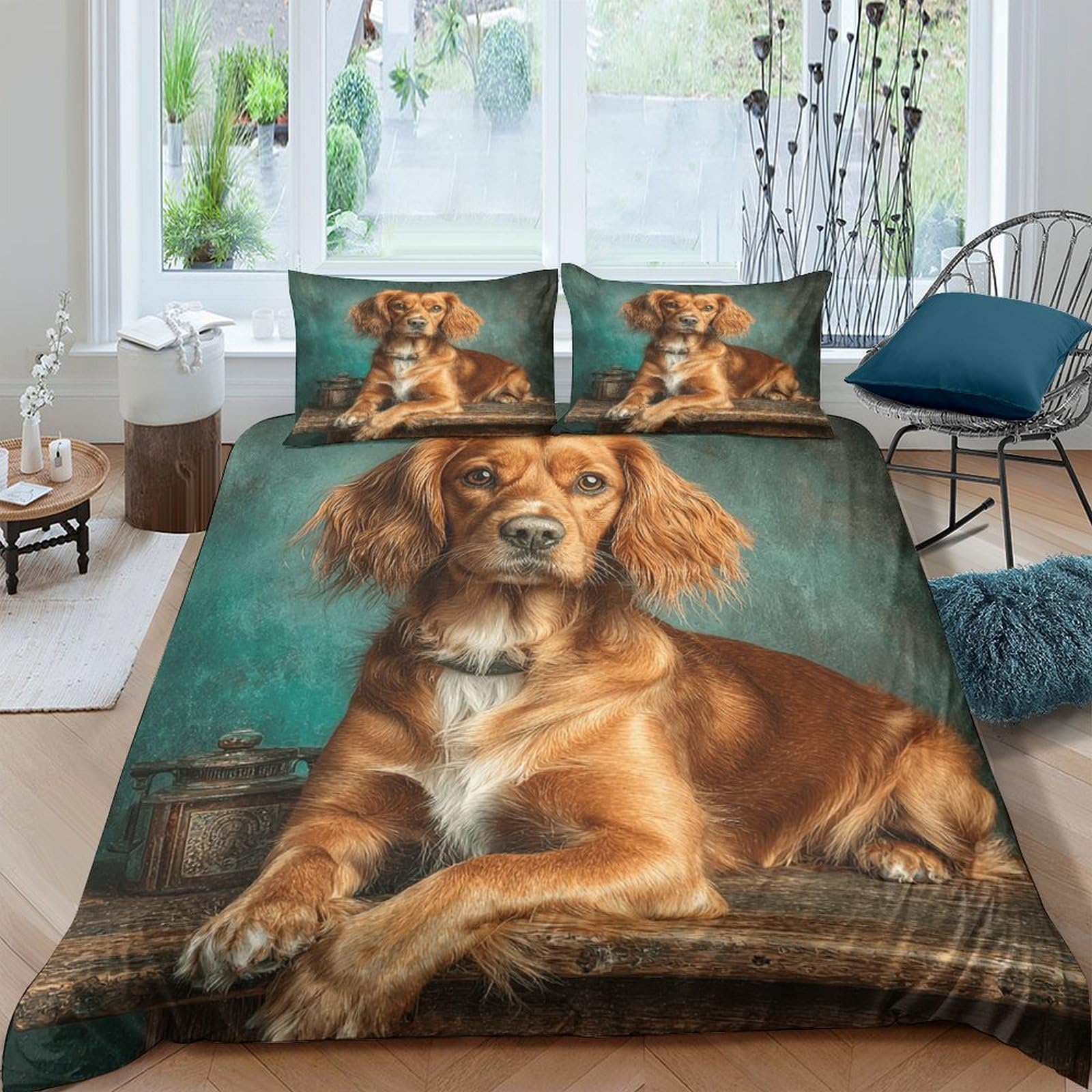 Ctjqhvkz Style-10 3D Printed Brown Dog Portrait Fitted Sheet Microfiber Soft Breathable Artistic Bed Cover For Bedroom Guest Room Decor Single（135X200cm）