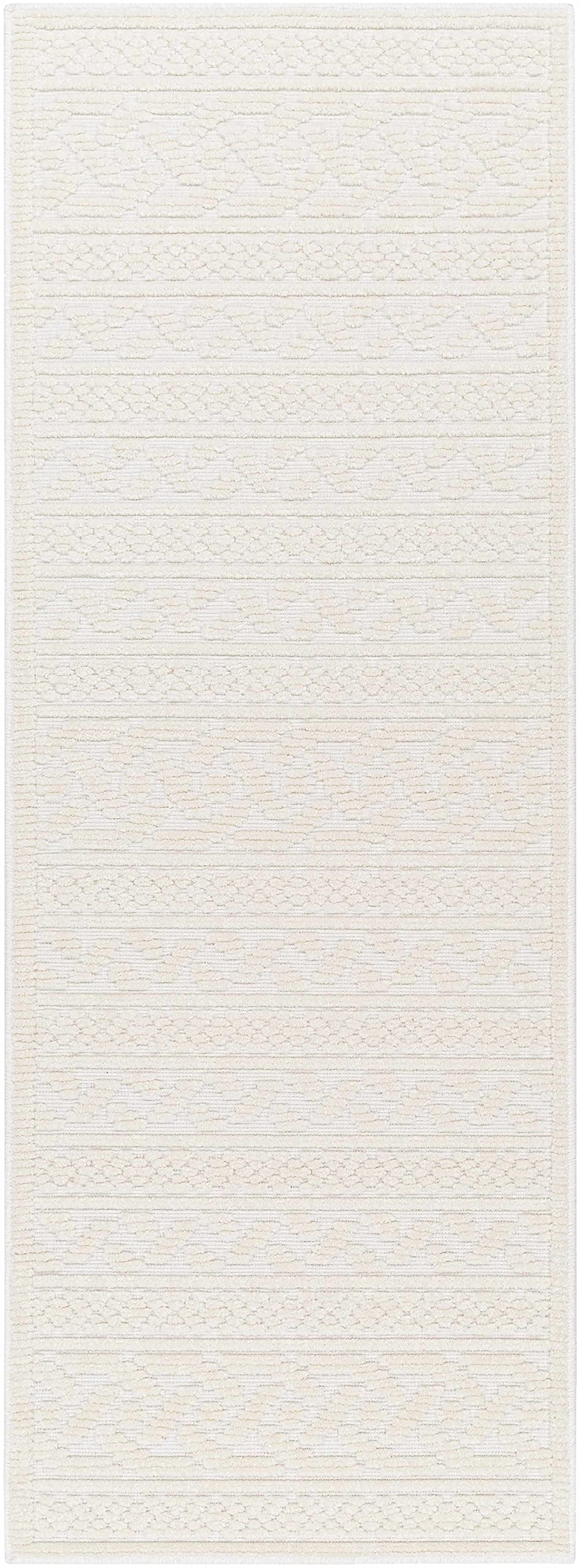 Hauteloom Drago Hallway, Kitchen Machine Washable Runner Rug - Bohemian Modern Farmhouse - Moroccan Transitional - White, Light Cream, Off White - 2'7