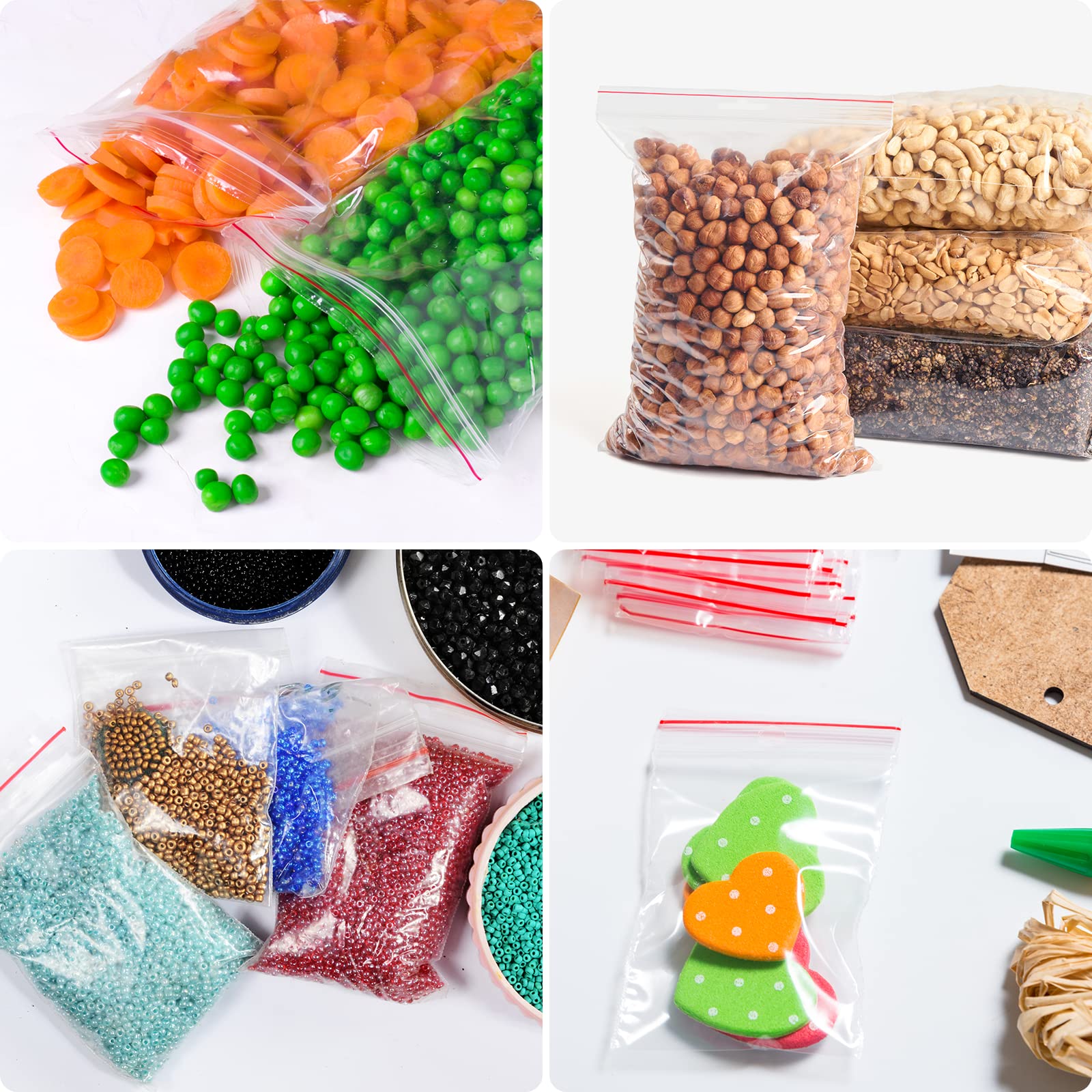 Carehabi Sacchetti con Zip Richiudibili Trasparenti 10 x 15 cm Plastica