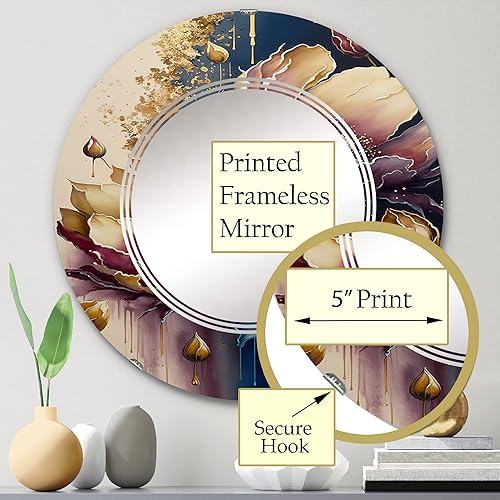 Miniatura 8 de Night Shade Tulip Design III- Vanity Mirror, Bathroom Mirrors, Wall Mirrors for Living Room, Bedroom - Round Mirror - Large 24'x24', 32'x32'
