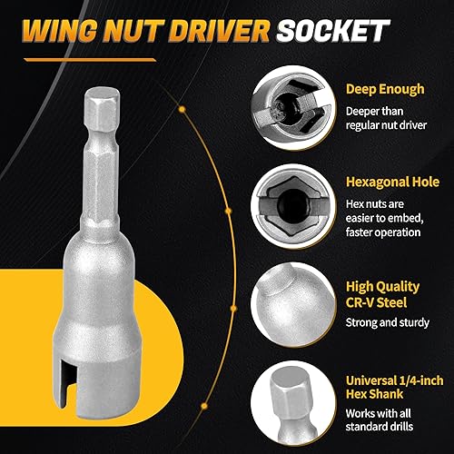 Miniatura 4 de Juego de brocas de tuerca de ala, destornillador de tuerca de huracán, juego de herramientas de llaves de zócalo, piezas de broca de tuerca de ala