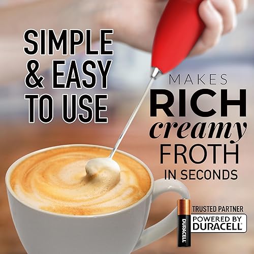 Miniatura 4 de Zulay Kitchen - Espumador de leche portátil con batería AA Duracell, batidora eléctrica portátil y duradera, minibatidora fácil de limpiar,