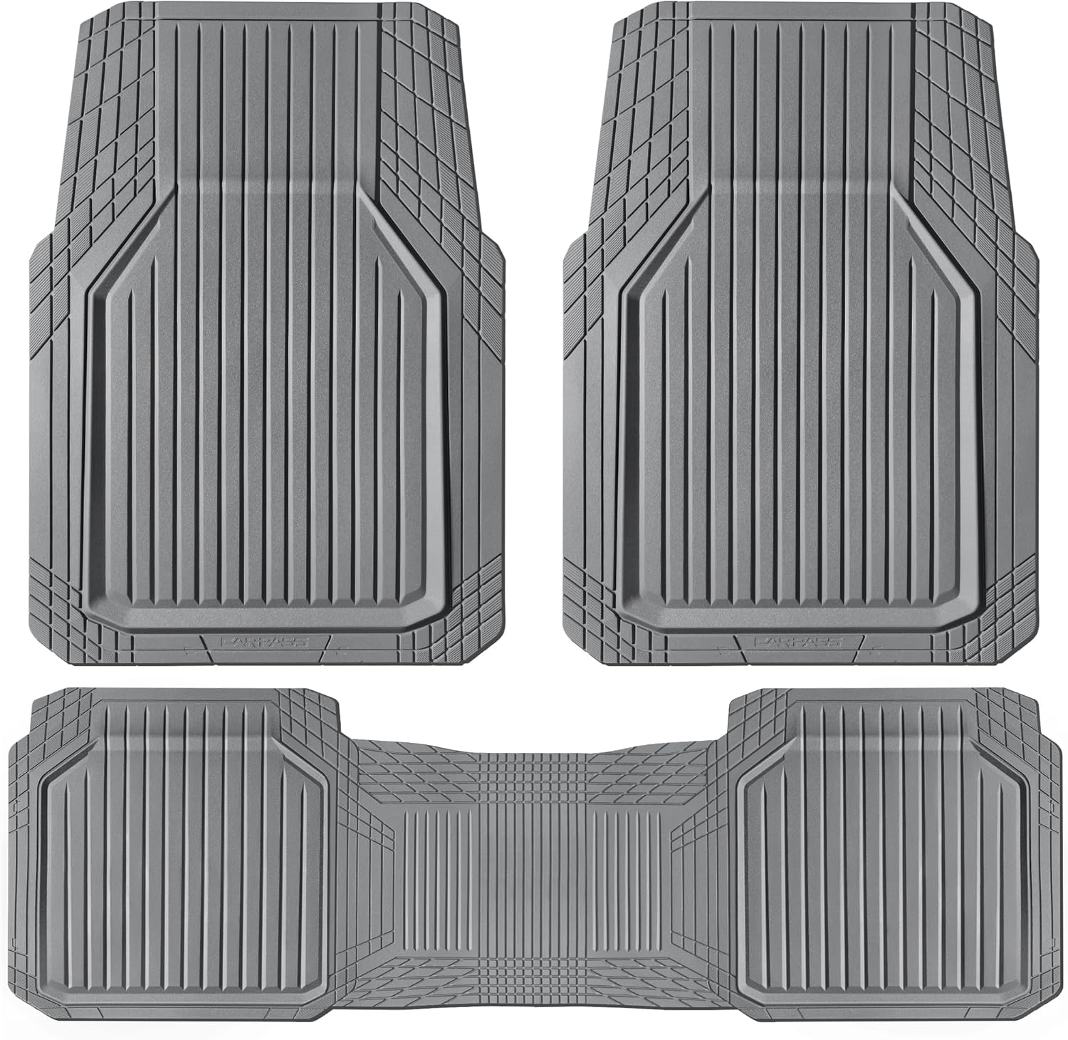 CAR PASS Heavy Duty Rubber Floor Mats for Car, Waterproof Liner Deep Dish Car Mats Full Sets, Universal Trim to Fit for SUV Truck Sedans Vans, All Weather Automotive Floor Mats 3pcs, Solid Gray - Image 9